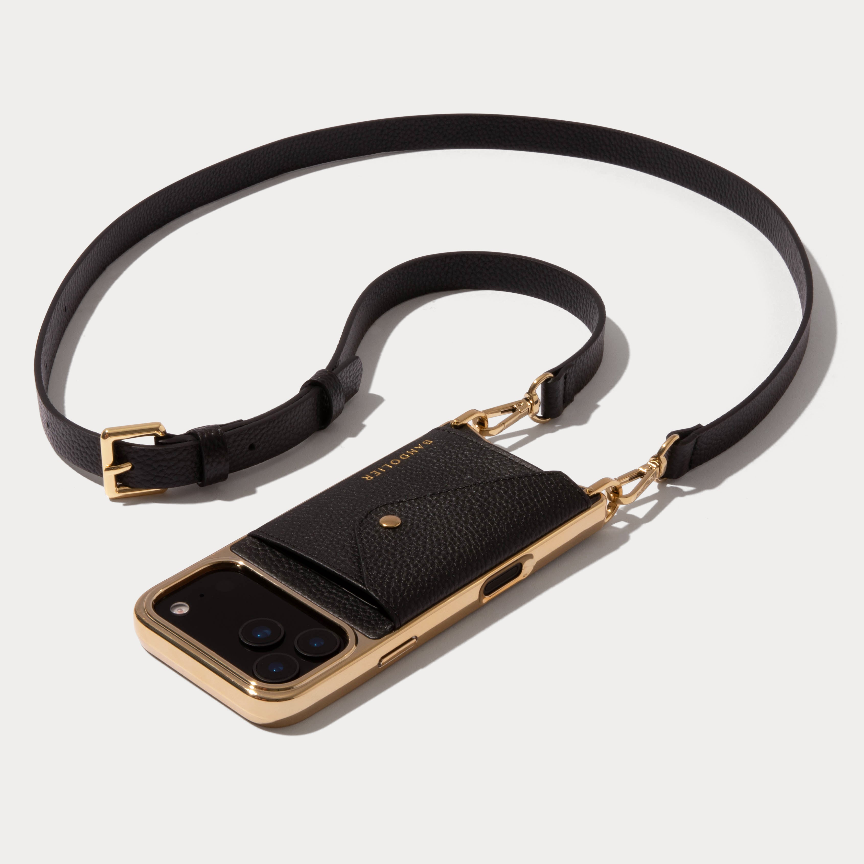 Hailey Chrome Crossbody Phone Case Chrome Black/Gold – Bandolier