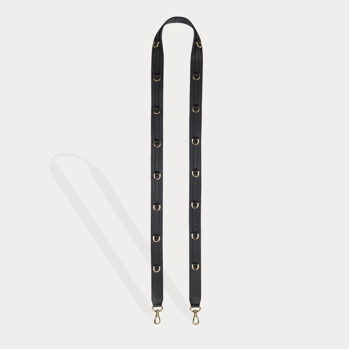 Nova D-Ring Strap Only in Black/Gold | Genuine Leather | Bandolier Style