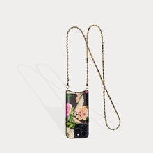 Lily Side Slot Leather Crossbody Bandolier - Ceci Black Floral/Gold