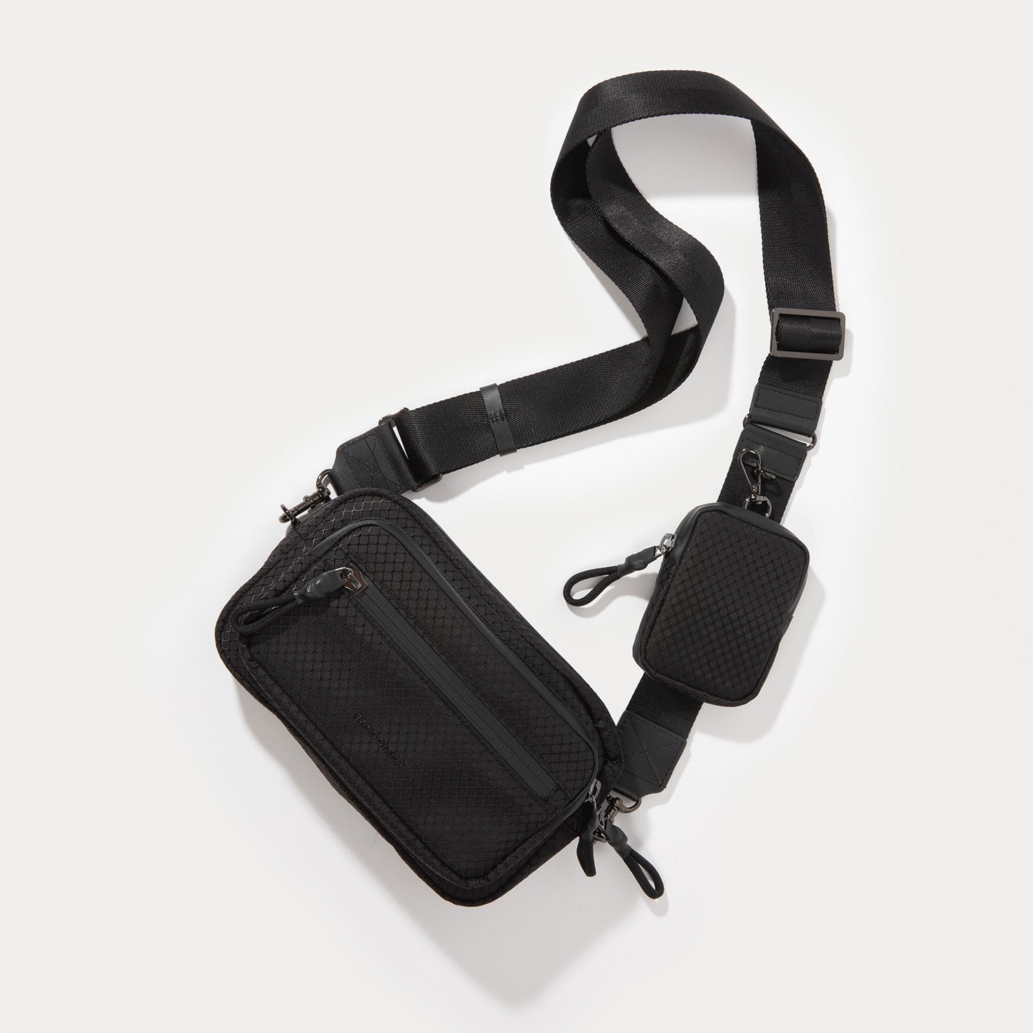 Ripstop Nylon Crossbody Bag - Black/Pewter