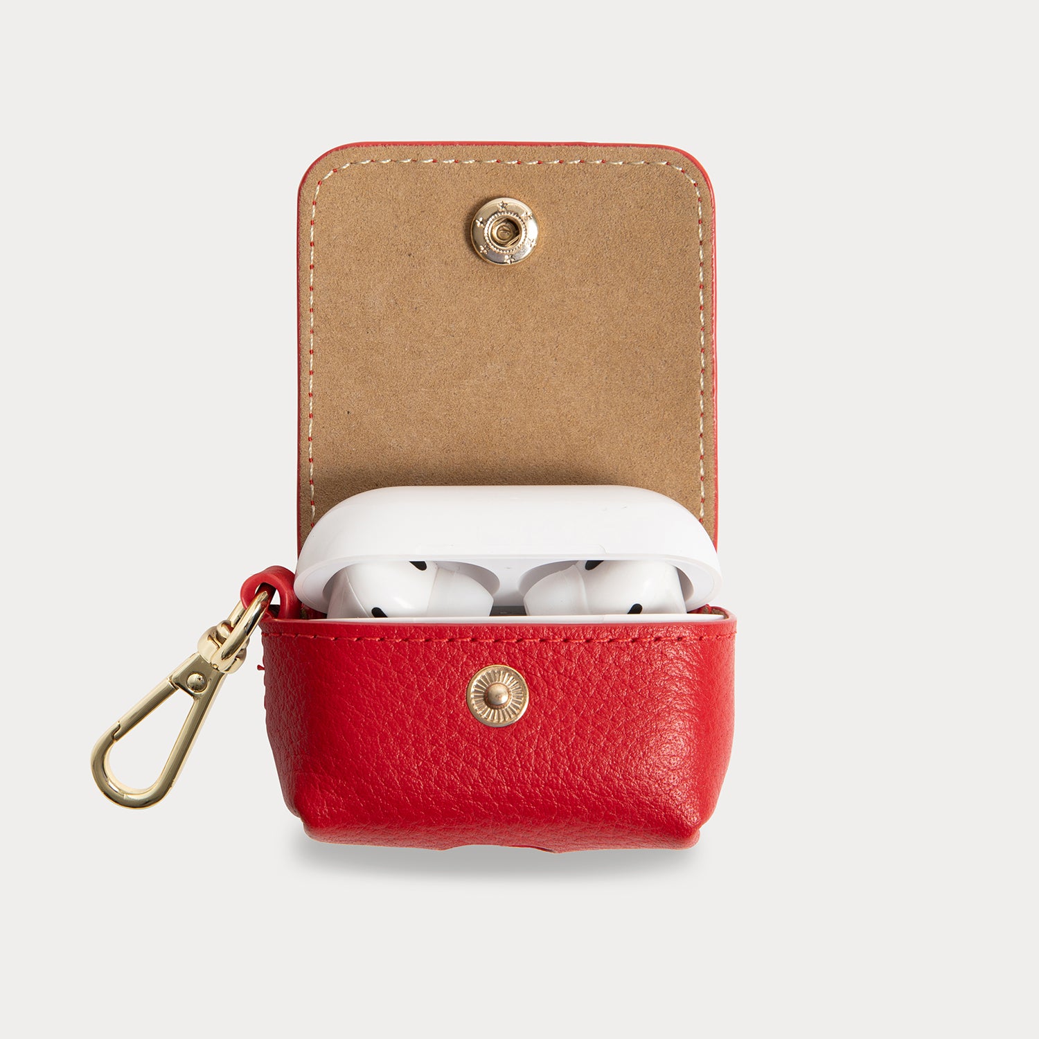 ☆Bandolier☆AIRPODS POUCH Clip-On Pouch☆Poppy Red/Gold teple