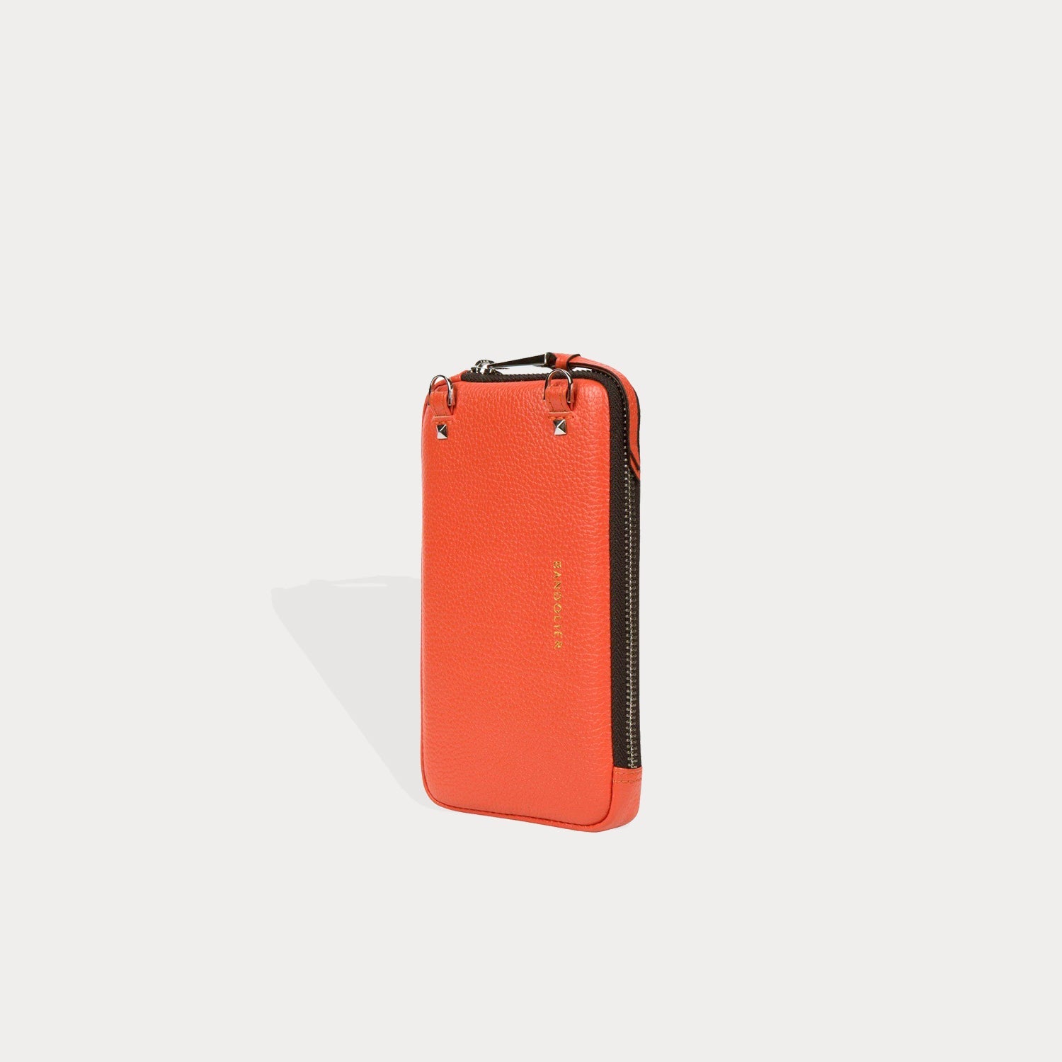 Pebble Leather Expanded Zip Pouch - Orange/Silver Pouch Bandolier 