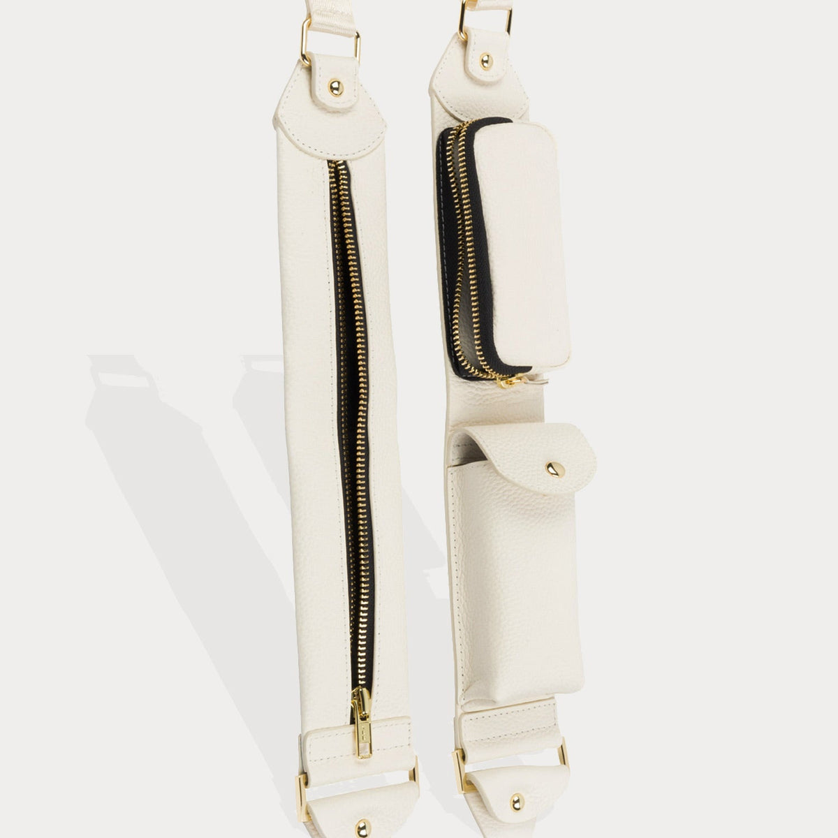 Billie Utility Crossbody with Case in Ivory/Gold | 15 / iPhone Plus | Genuine Leather | Bandolier Style