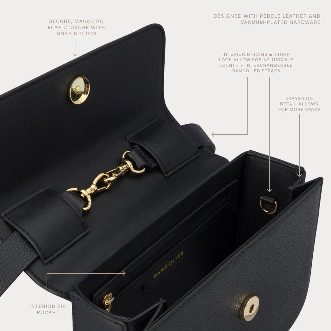 Black crossbody bag with interchangeable straps Clearance