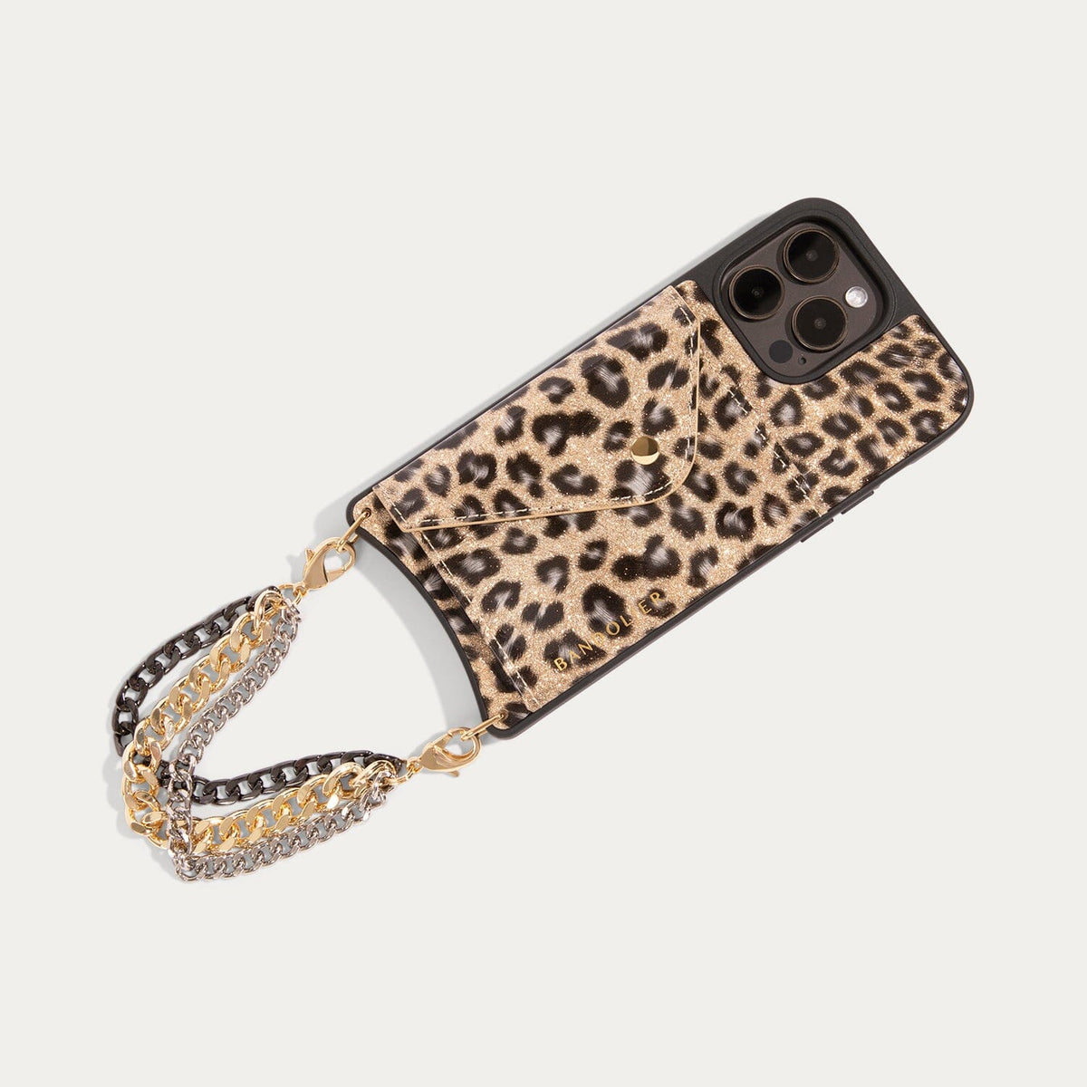 Gigi O-Ring Wristlet in Dark Leopard/Gold | 14 / iPhone Regular | Bandolier Style
