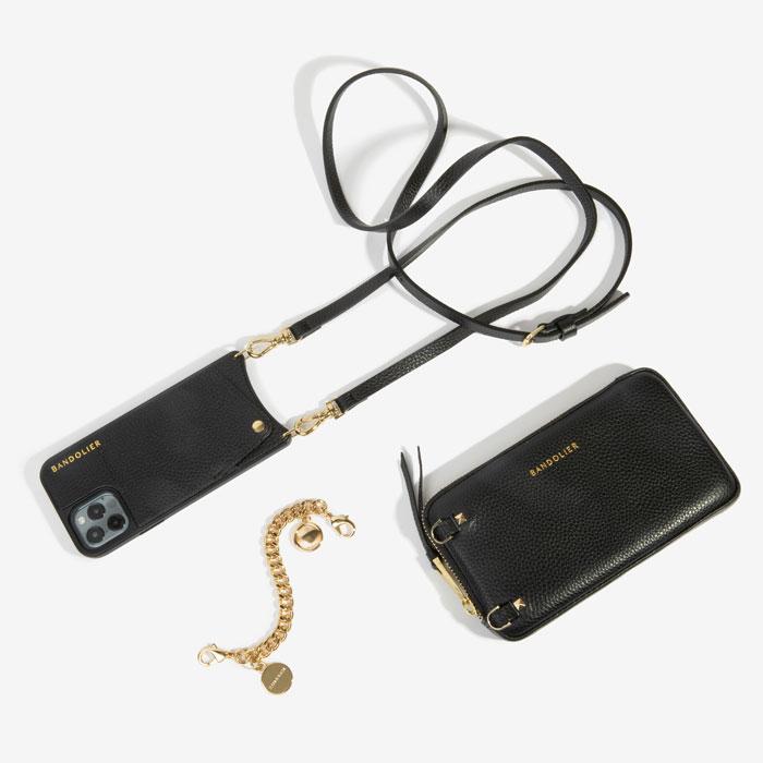 Bandolier Emma Crossbody Phone Case and Wallet - Black Leather