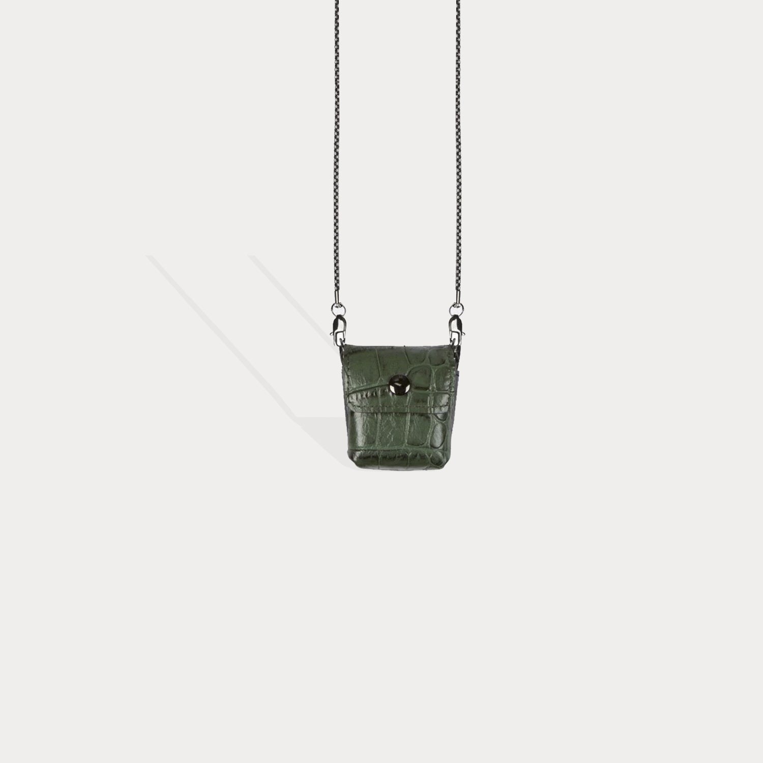 Riley AirPods Pouch - Green Croc/Pewter