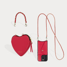 Lily Crossbody Heart Pouch Set - Red/Gold