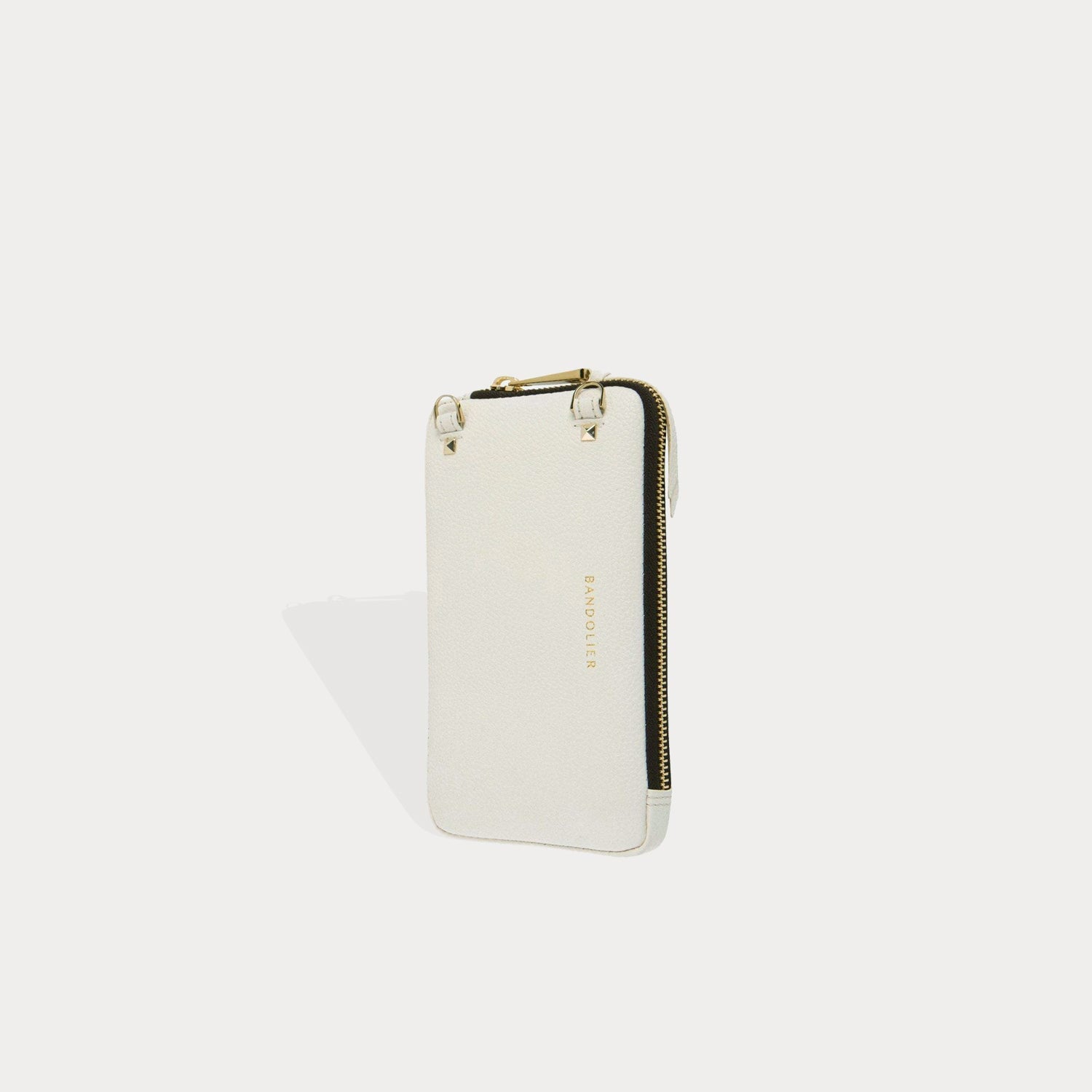 Pebble Leather Expanded Zip Pouch - Ivory/Gold