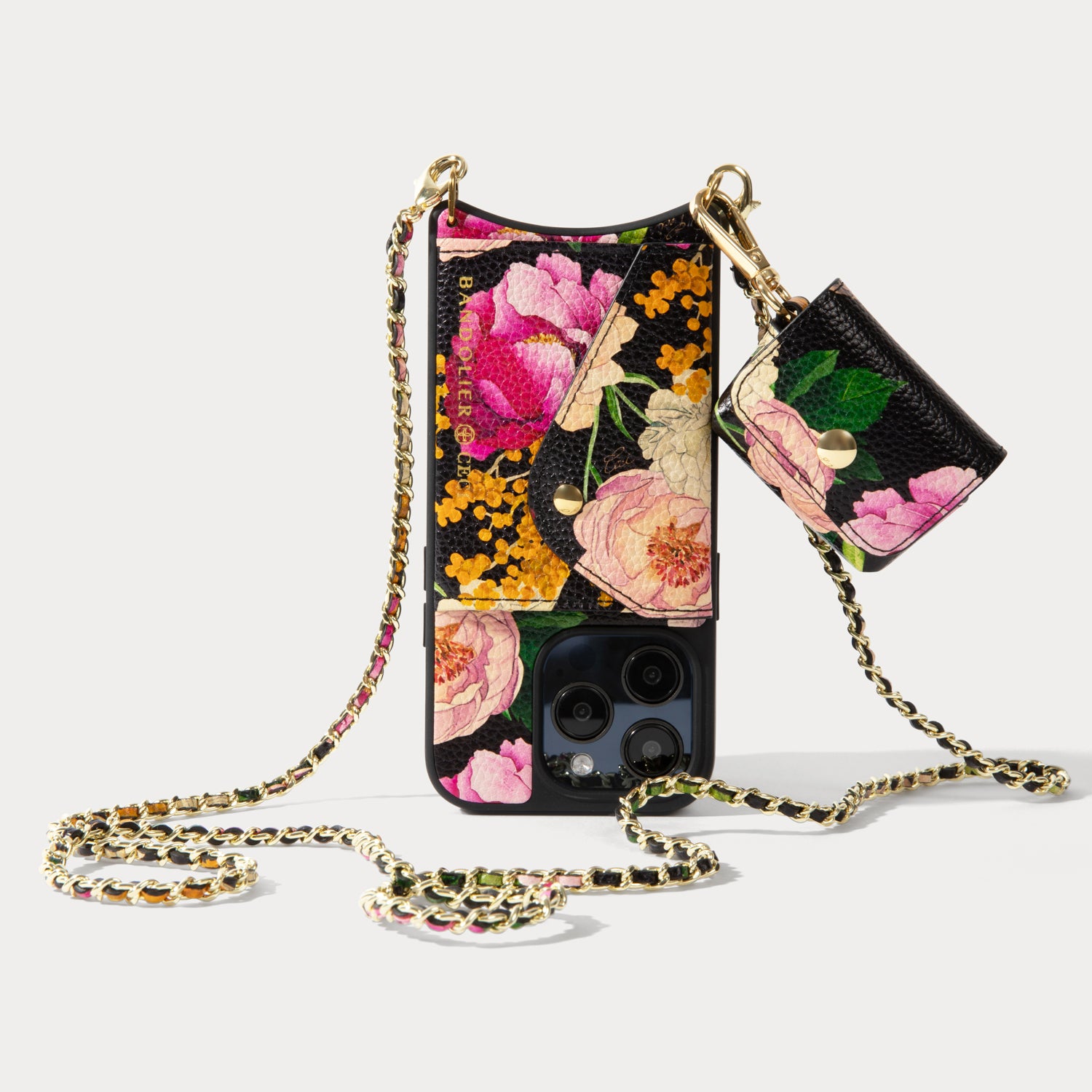 Avery AirPods Clip-On Pouch - Ceci Black Floral/Gold