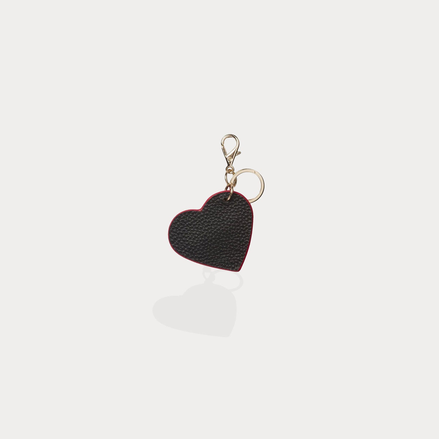 Bandolier Pebble Leather Heart Keychain - Black/Red/Gold