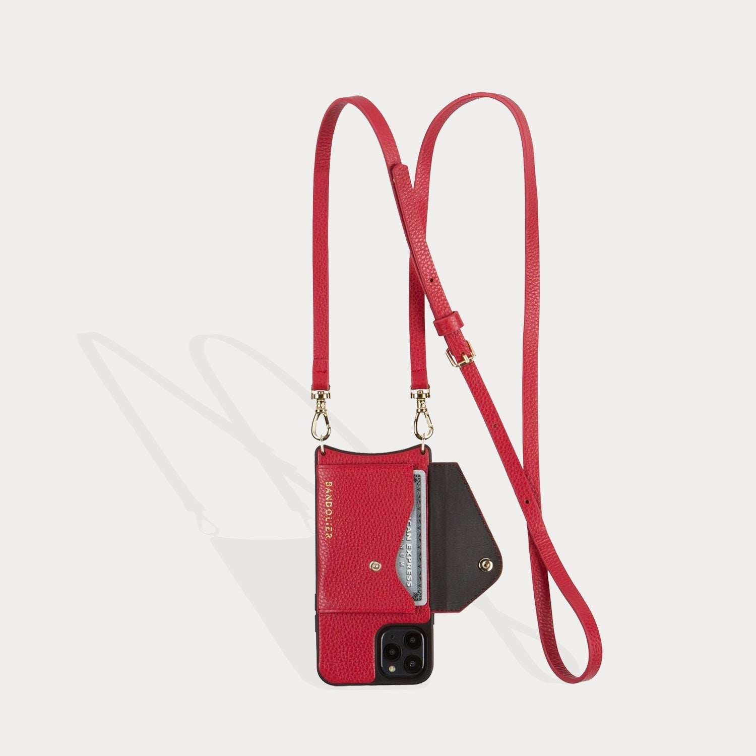 Donna Side Slot Crossbody Bandolier - Classic Red/Gold