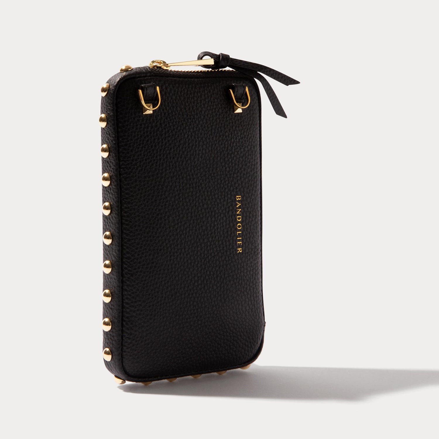 Round Studded Expanded Pouch - Black/Gold