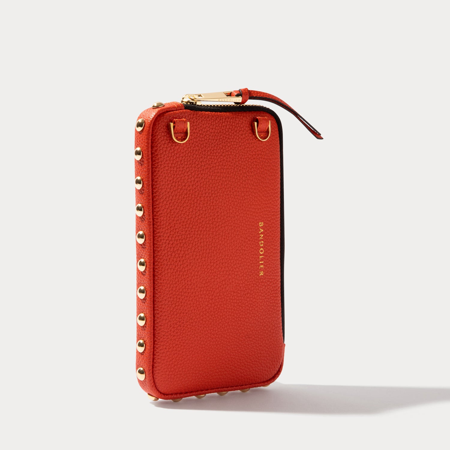 Round Studded Expanded Pouch - Orange/Gold