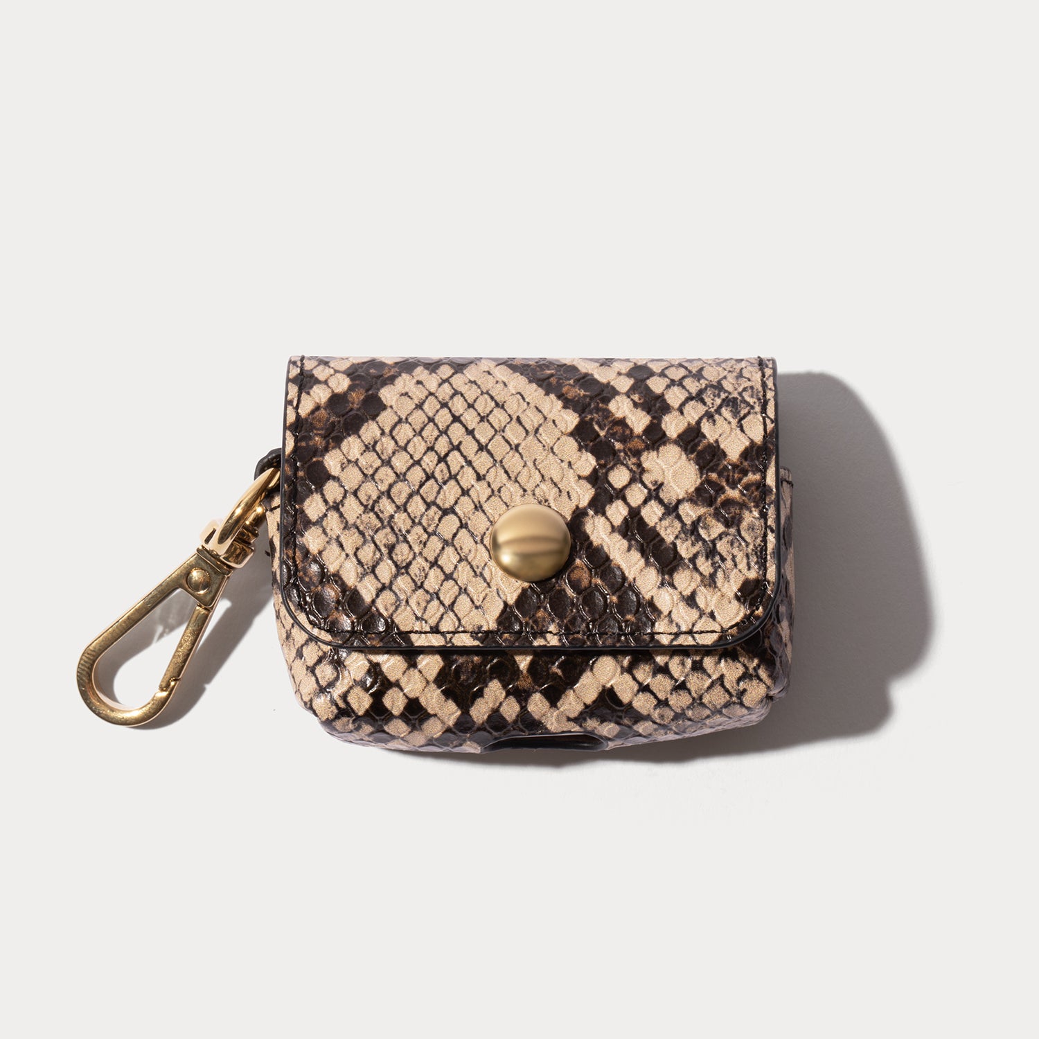 Avery AirPods Clip-On Pouch - Grey Snake/Gold