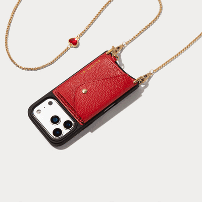 Remi Heart Magnet Wallet Crossbody Phone Case - Red/Gold