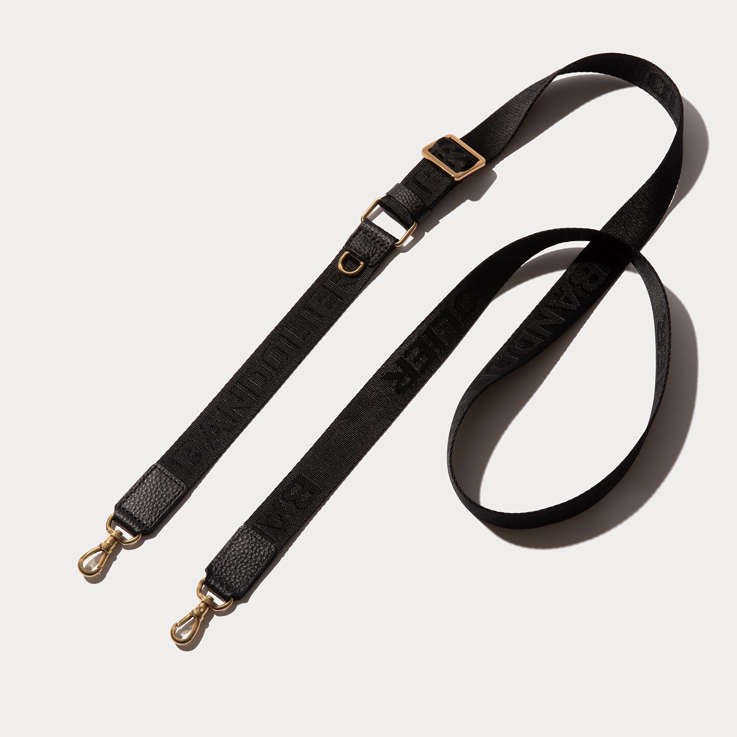 Bobby Logo Nylon Adjustable Crossbody Strap - Black/Gold