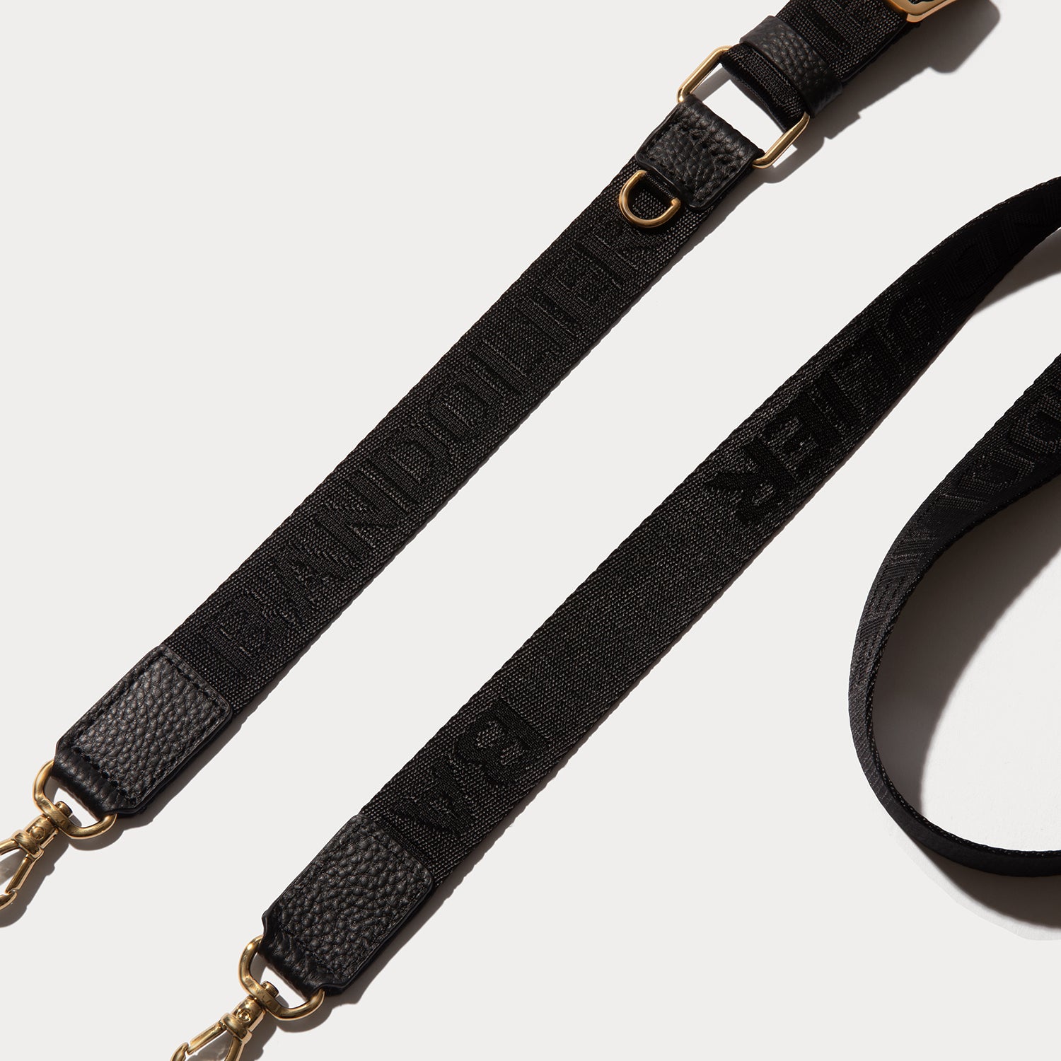 Bobby Logo Nylon Adjustable Crossbody Strap - Black/Gold