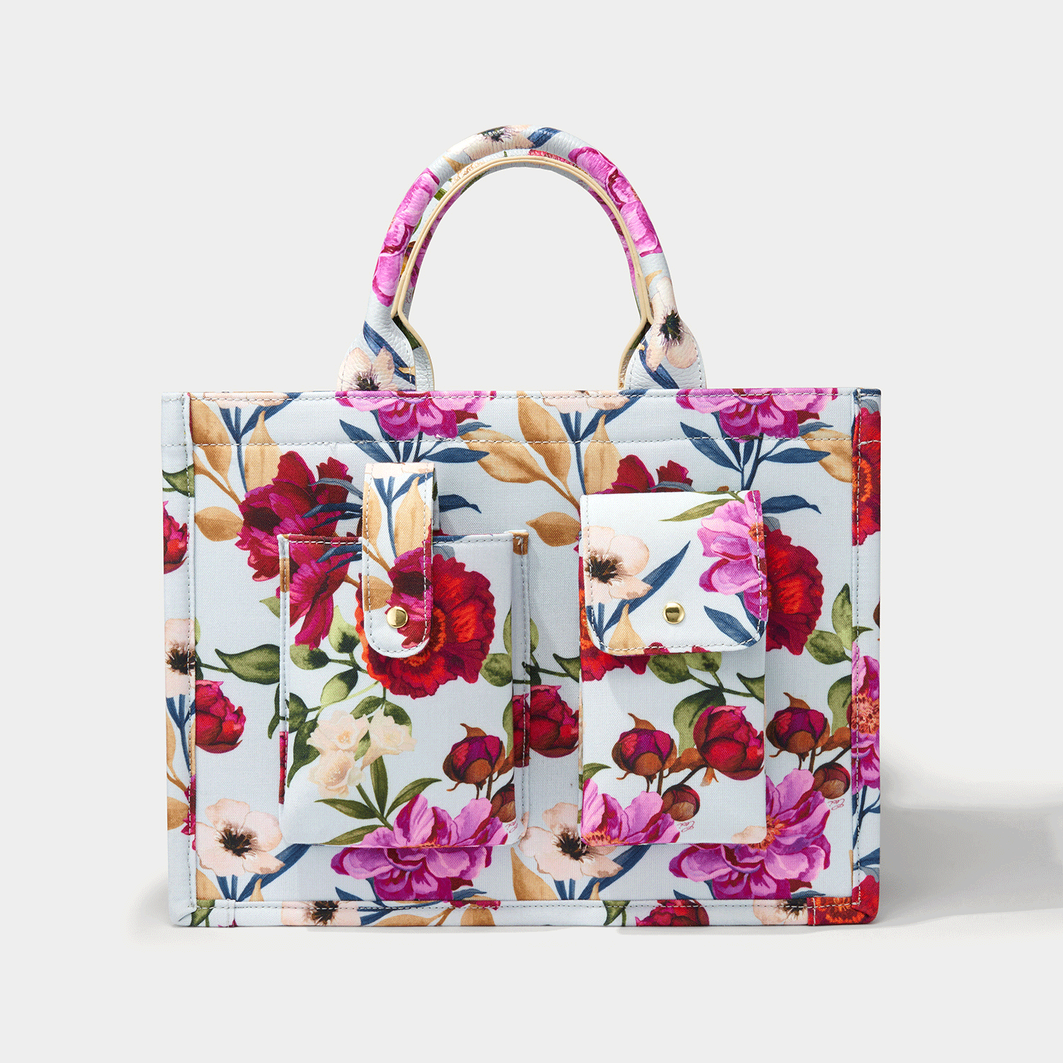 Book Tote - Ceci Blue Floral/Gold
