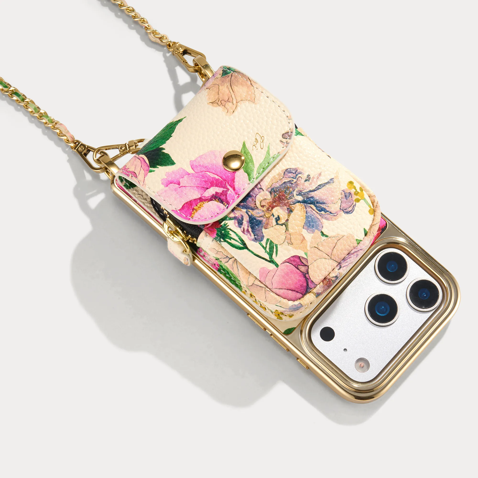 Remi Magnetic Zipper Pouch - Ceci Ivory Floral/Gold