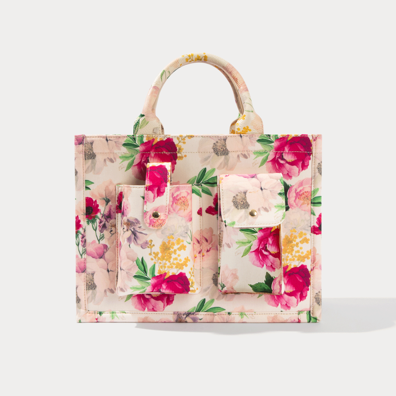 Book Tote - Ceci Ivory Floral/Gold