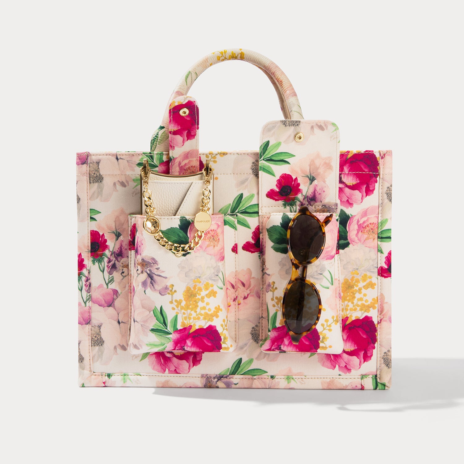 Book Tote - Ceci Ivory Floral/Gold
