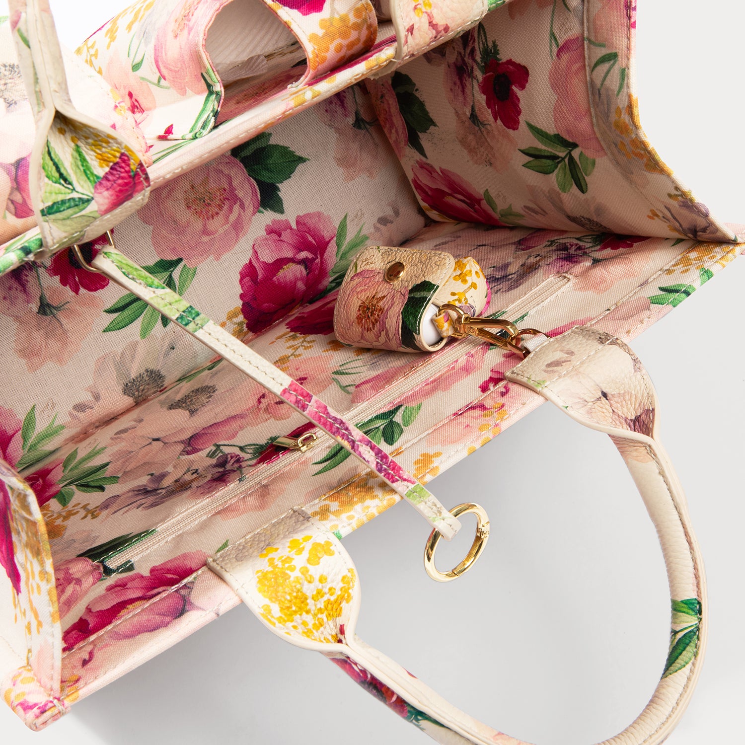 Book Tote - Ceci Ivory Floral/Gold