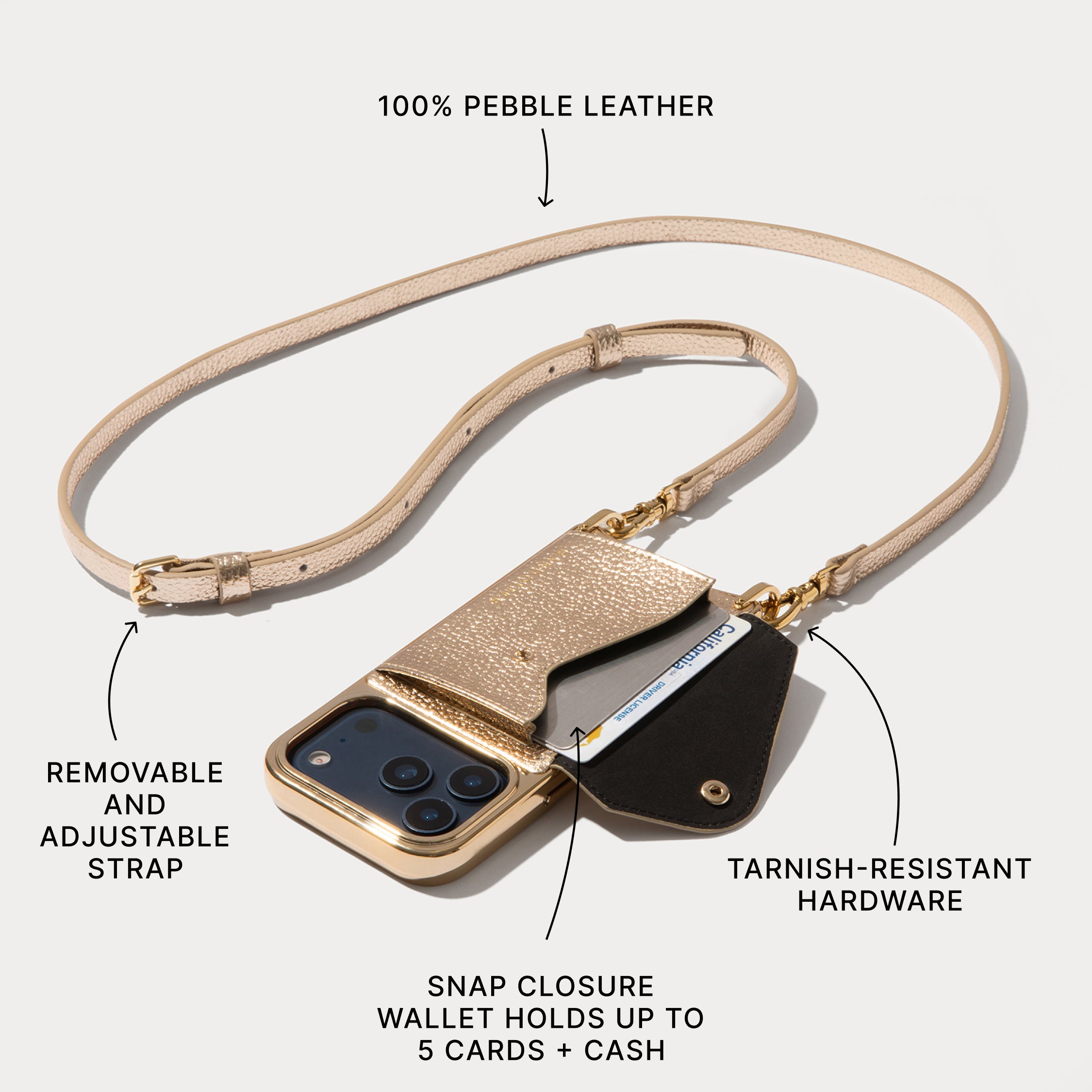 Donna Crossbody Phone Case - Metallic Chrome/Gold