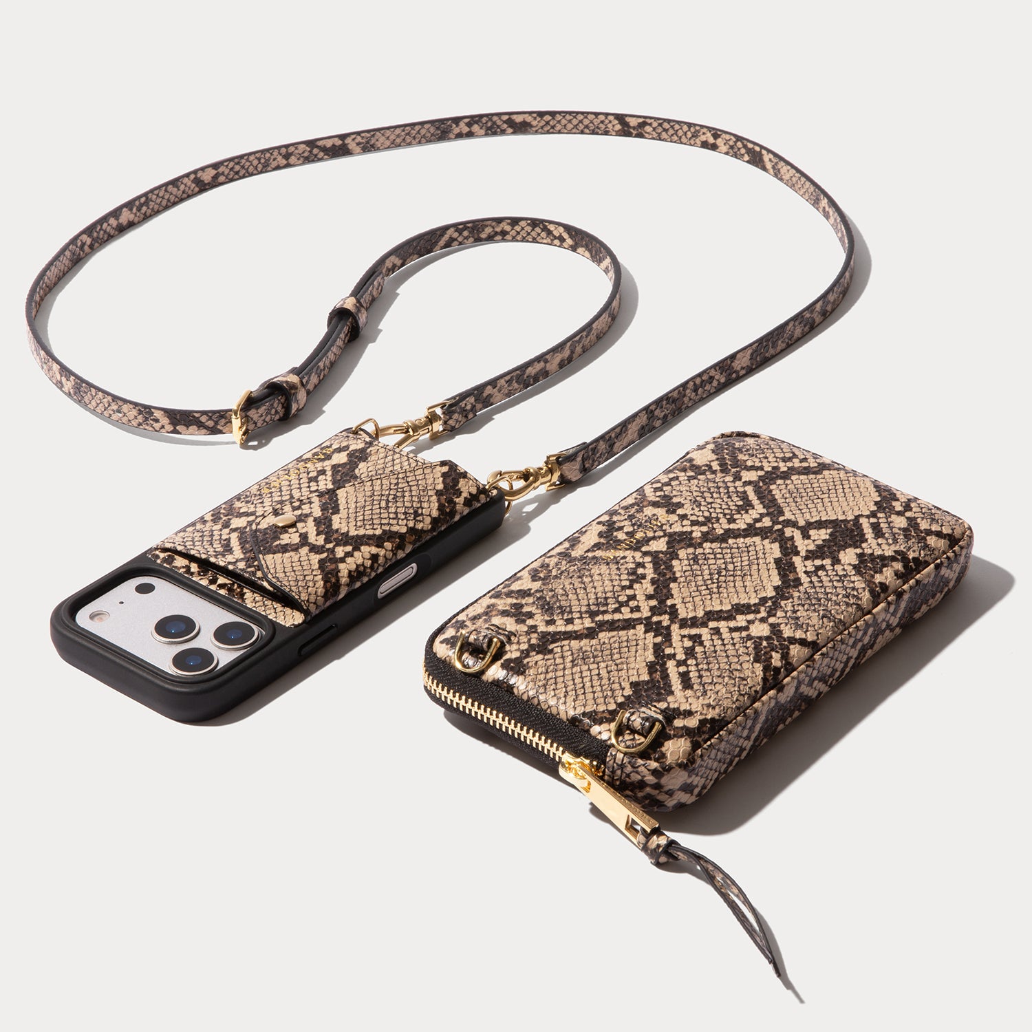Donna Pouch Set - Grey Snake/Gold