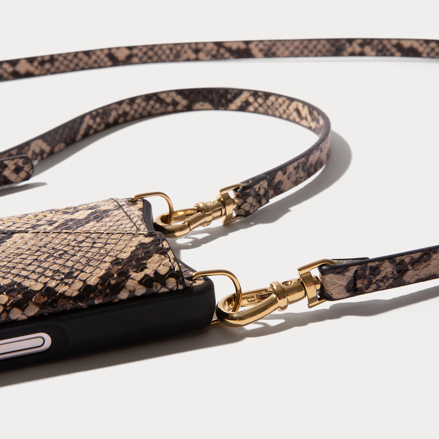 Donna Crossbody Phone Case - Grey Snake/Gold