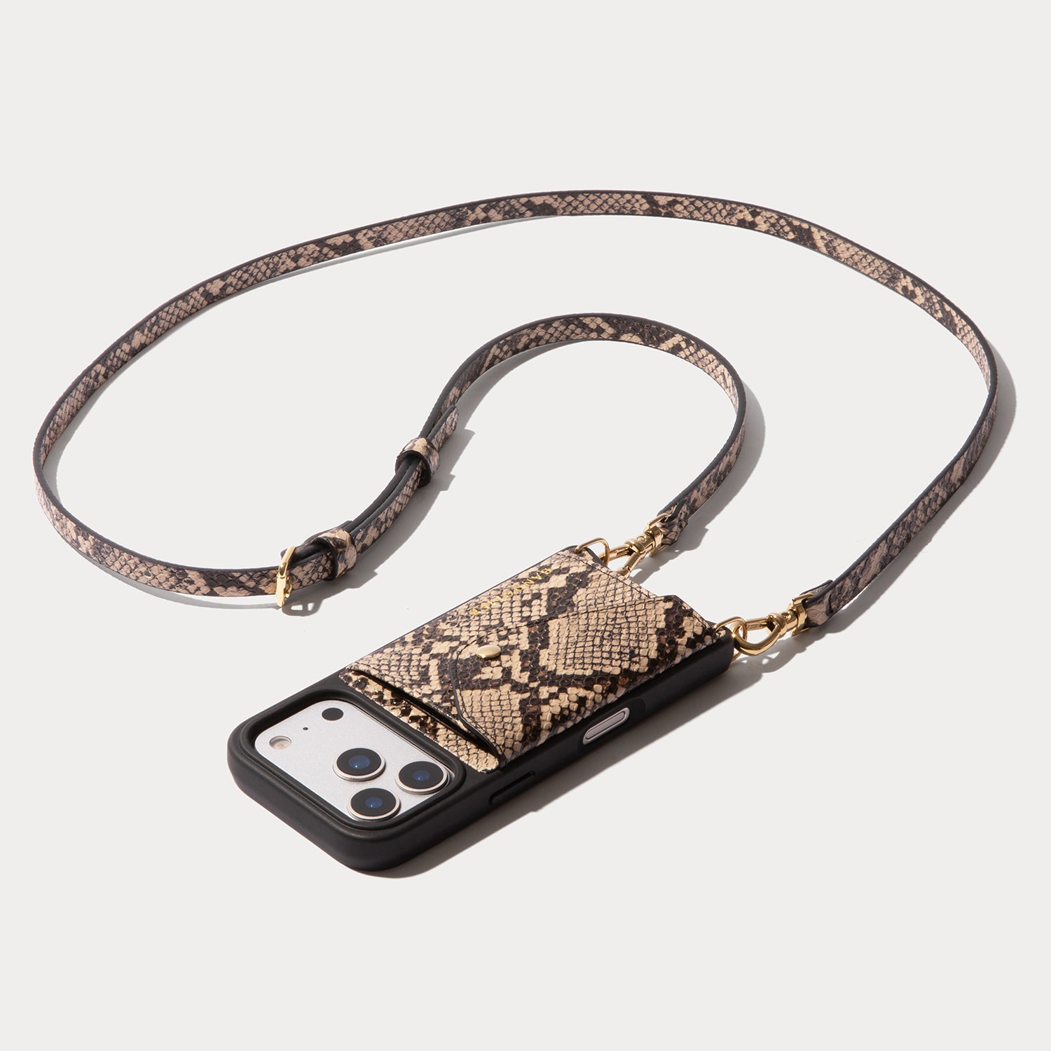 Donna Crossbody Phone Case - Grey Snake/Gold
