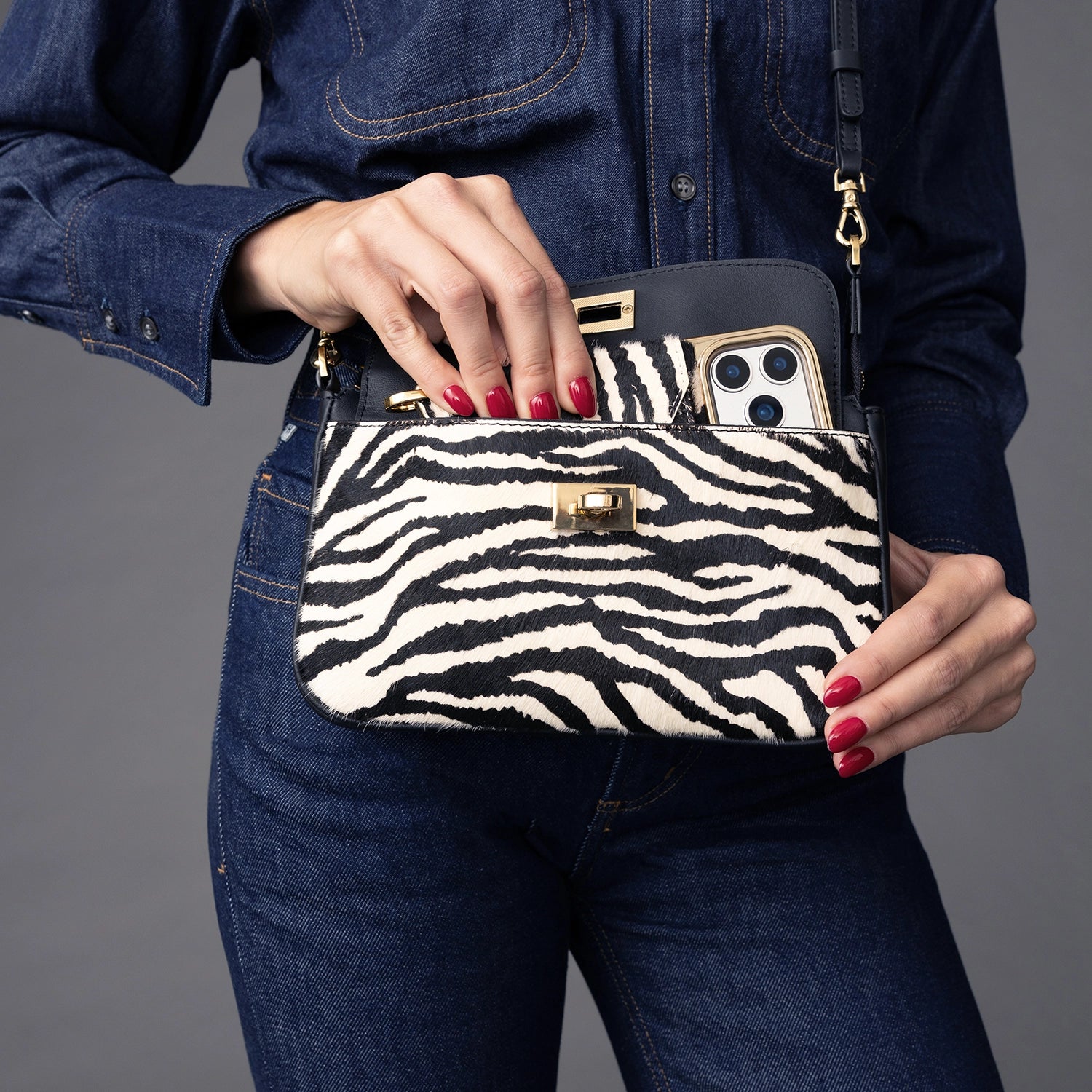 Taylor Bag - Zebra/Gold
