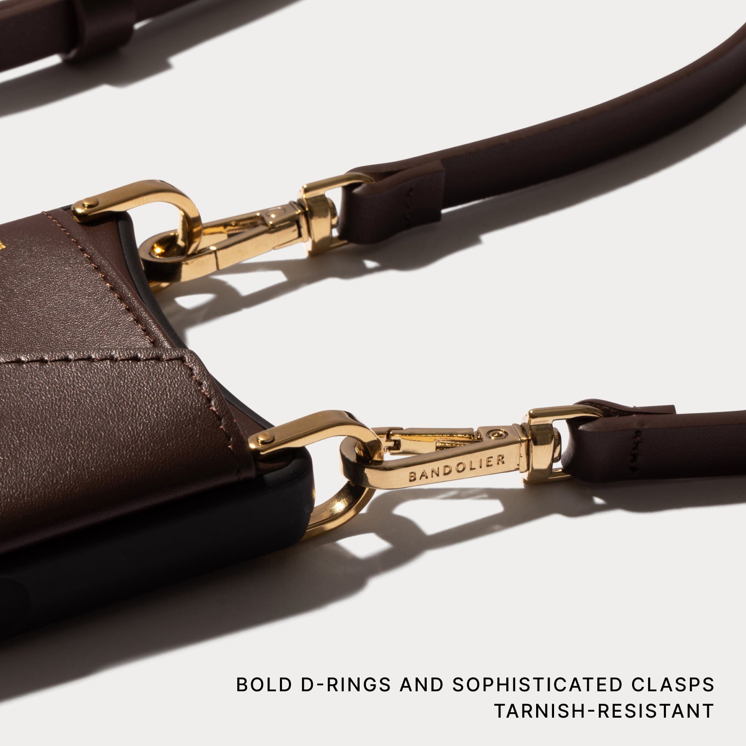 Donna Crossbody Phone Case - Espresso Brown/Gold – Bandolier