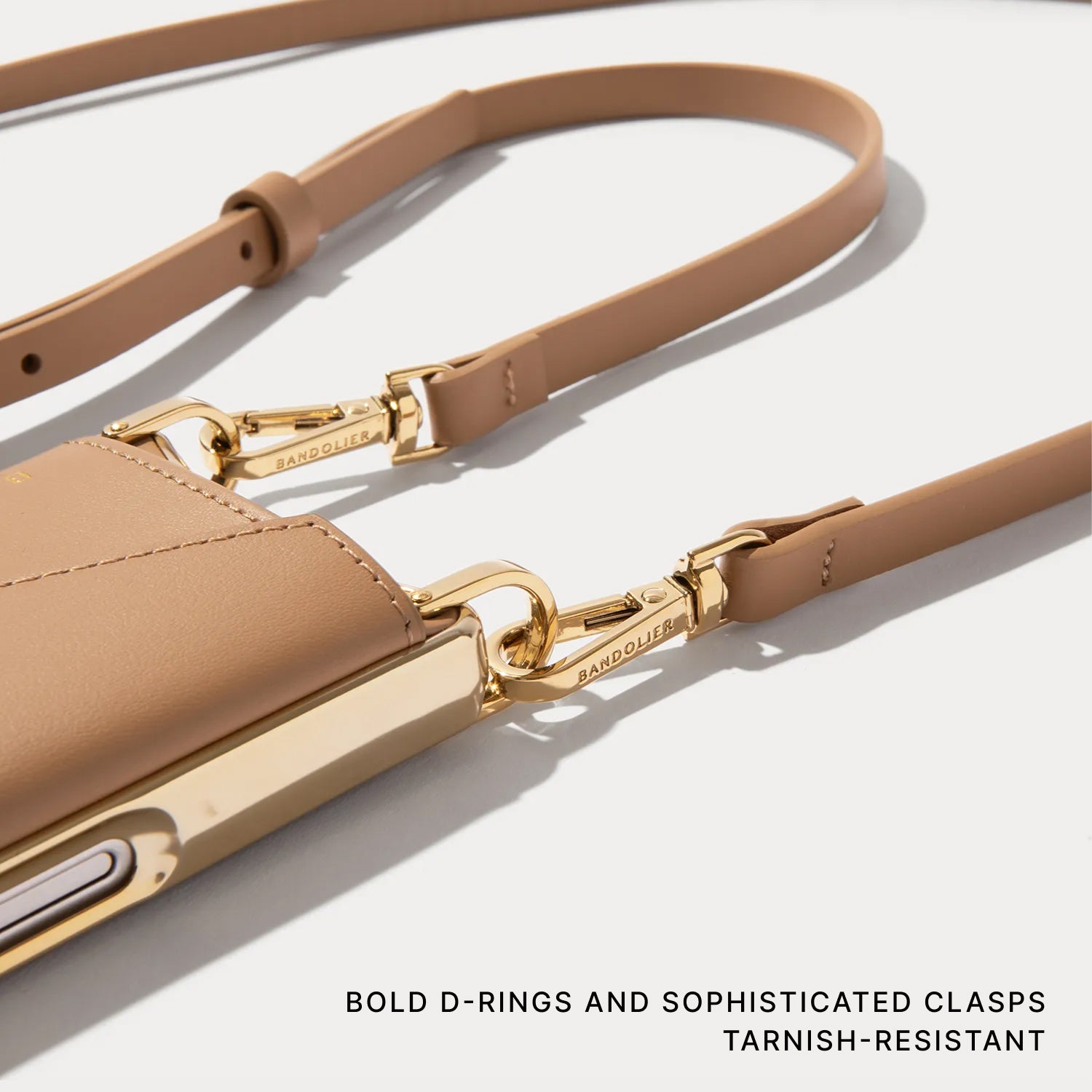 Donna Chrome Crossbody Phone Case - Tan/Chrome Gold