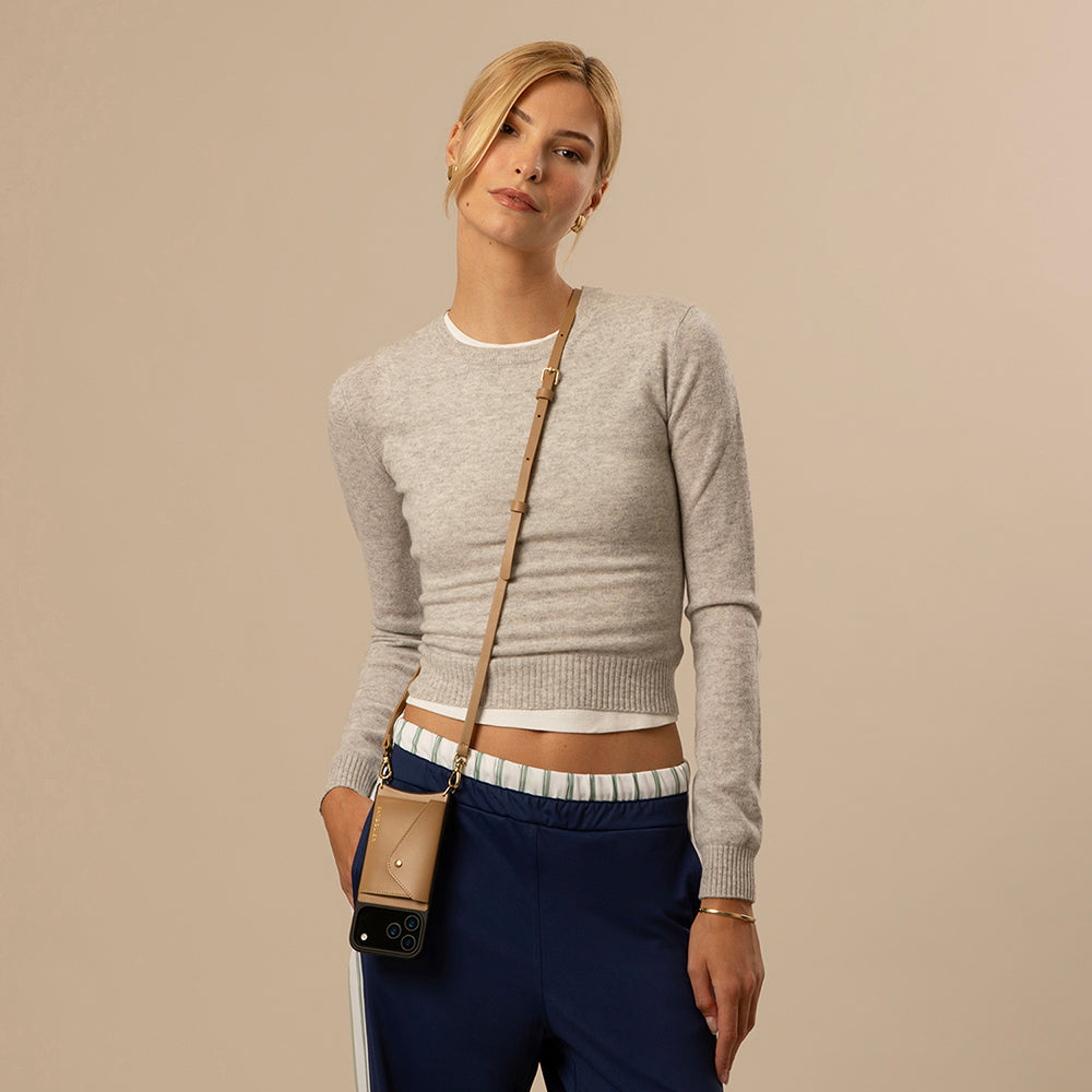 Donna Side Slot Crossbody Bandolier - Tan/Gold