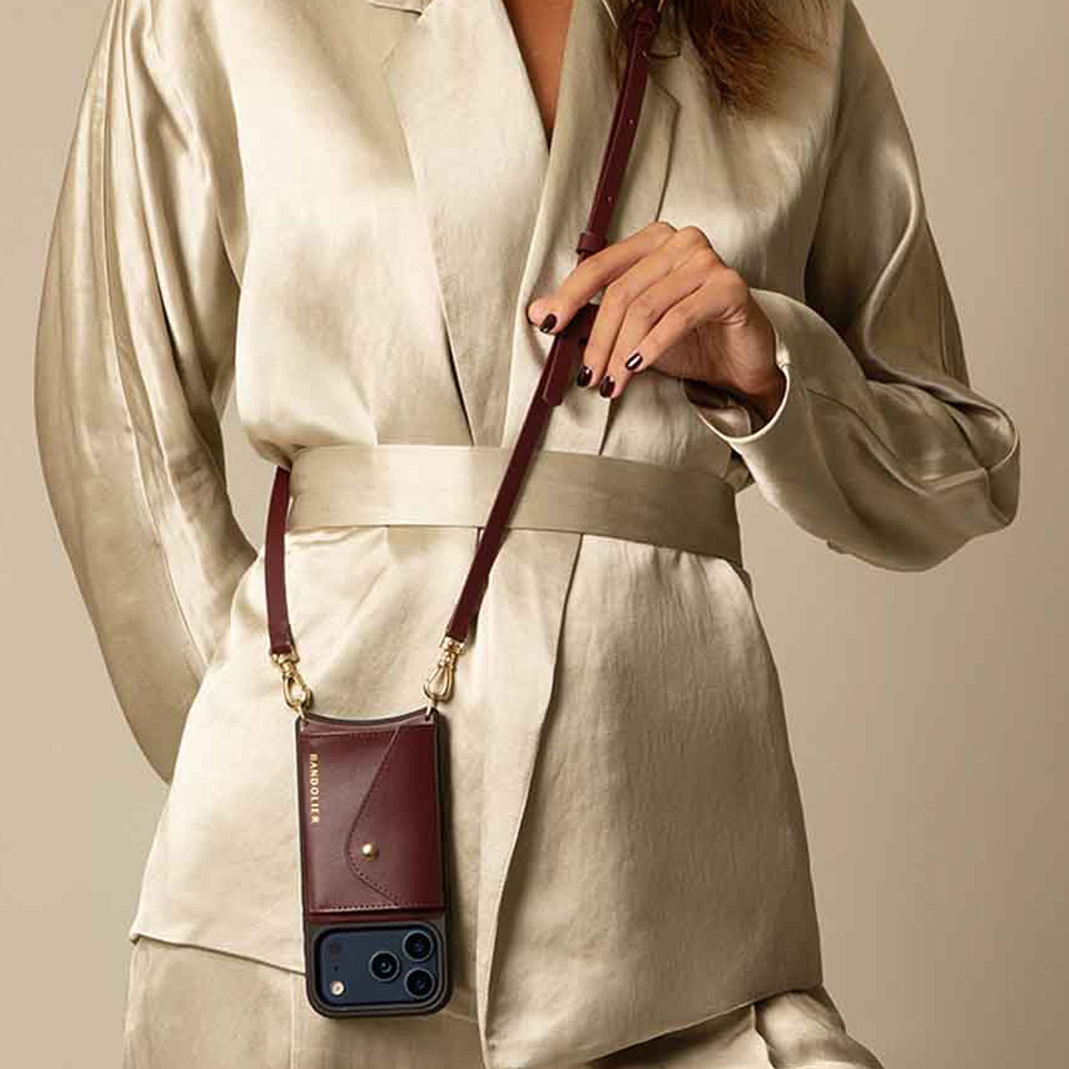 Donna Crossbody Phone Case - Wine/Gold