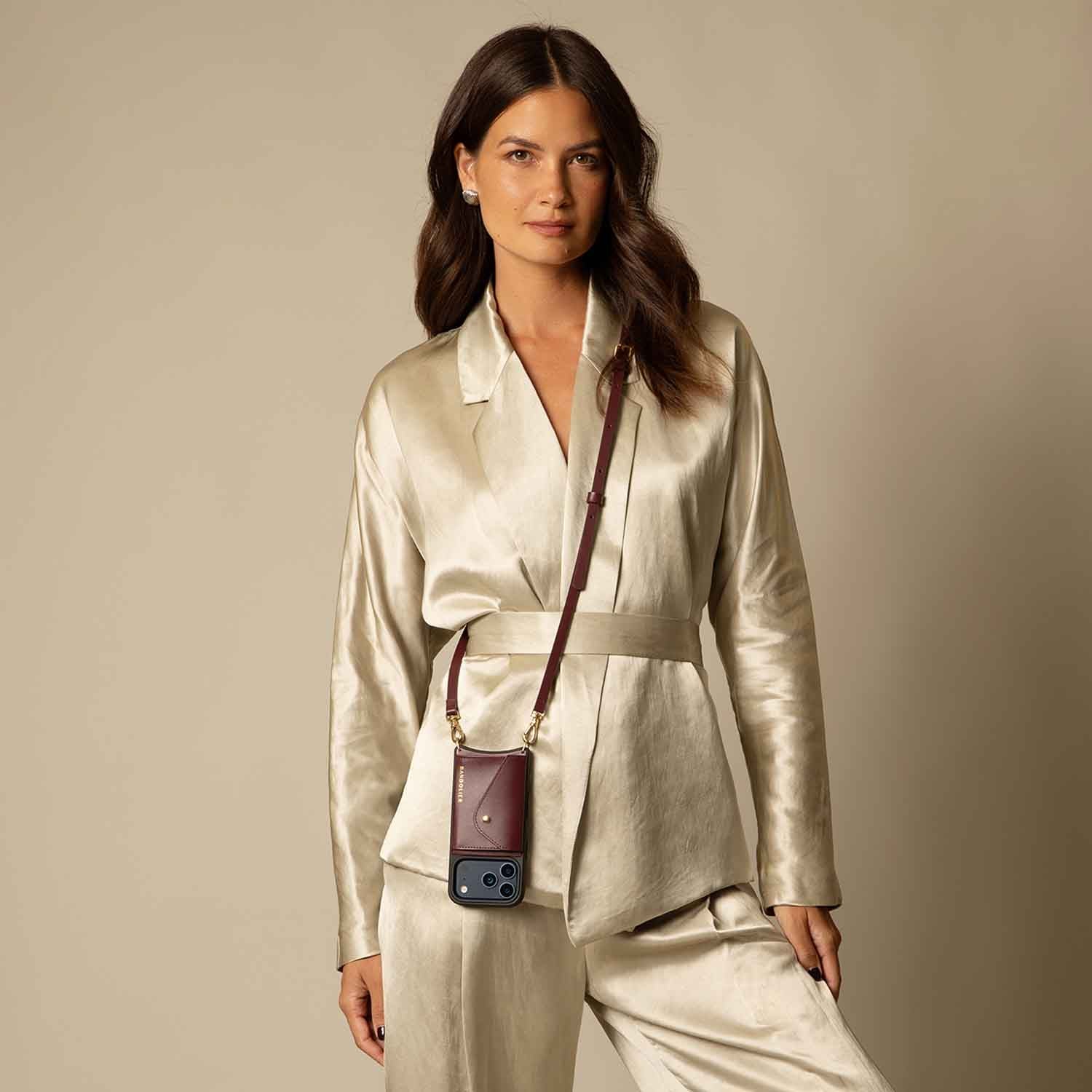 Donna Crossbody Phone Case - Wine/Gold