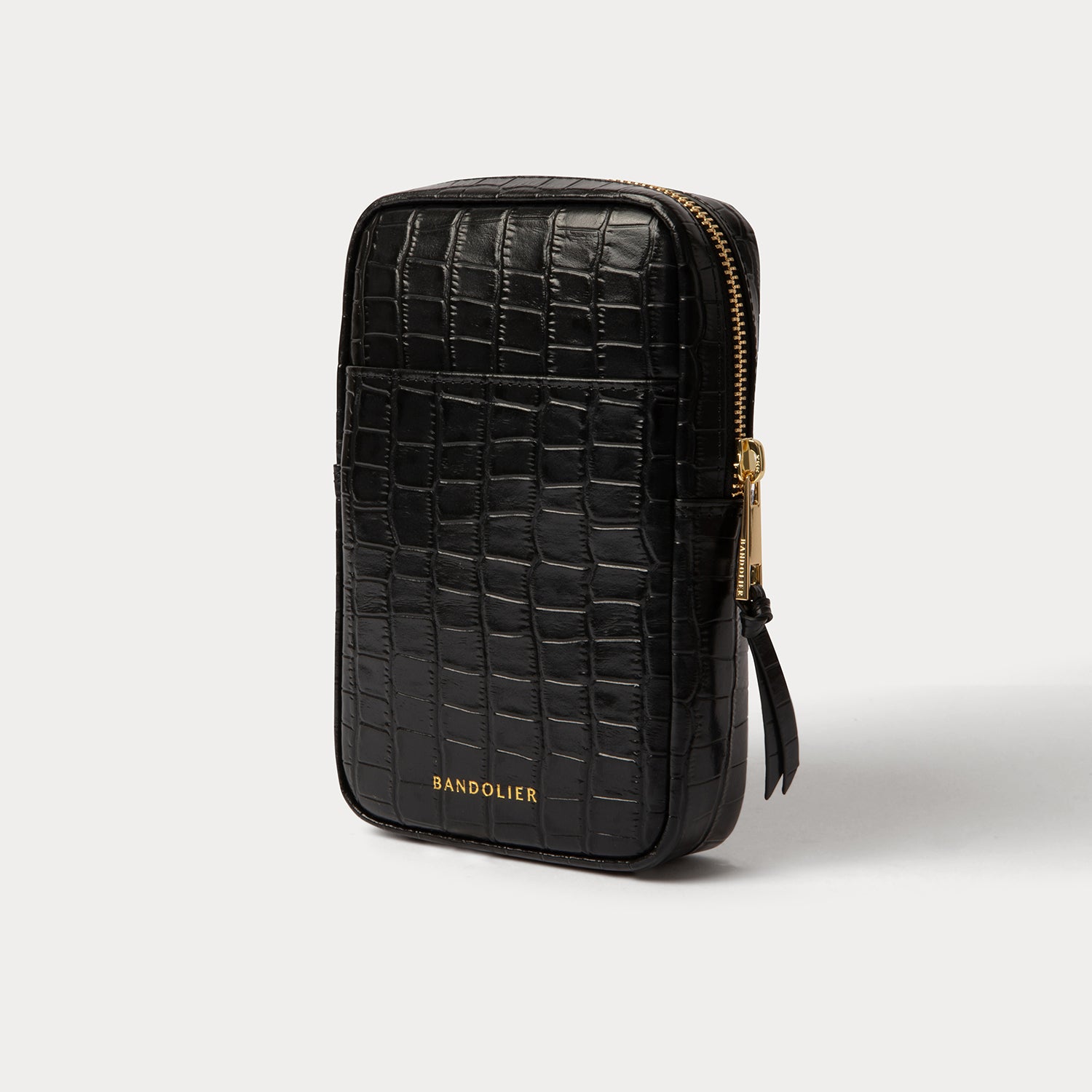 Large Expanded Pouch - Black Croc