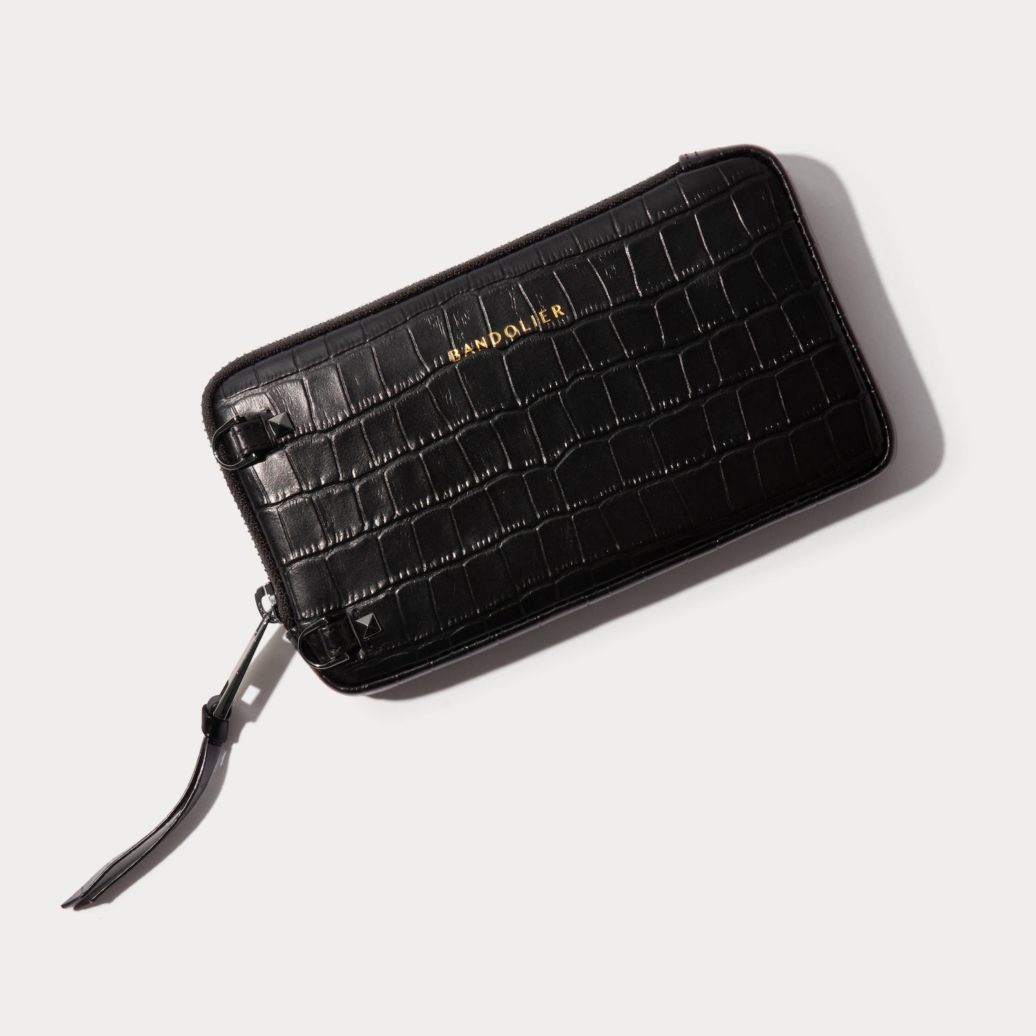 Expanded Pouch Croc - Black Croc/Pewter