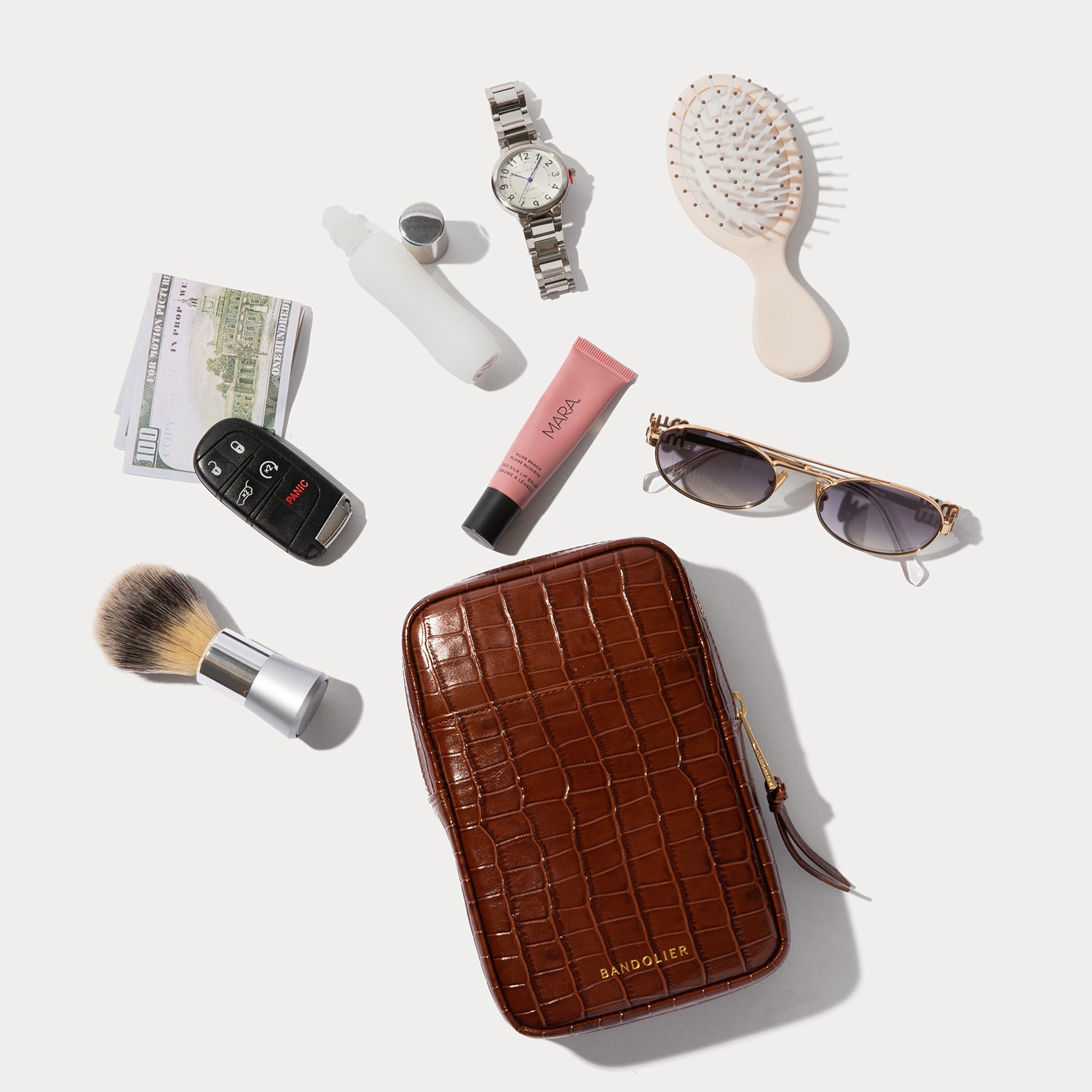 Large Expanded Pouch - Brown Croc