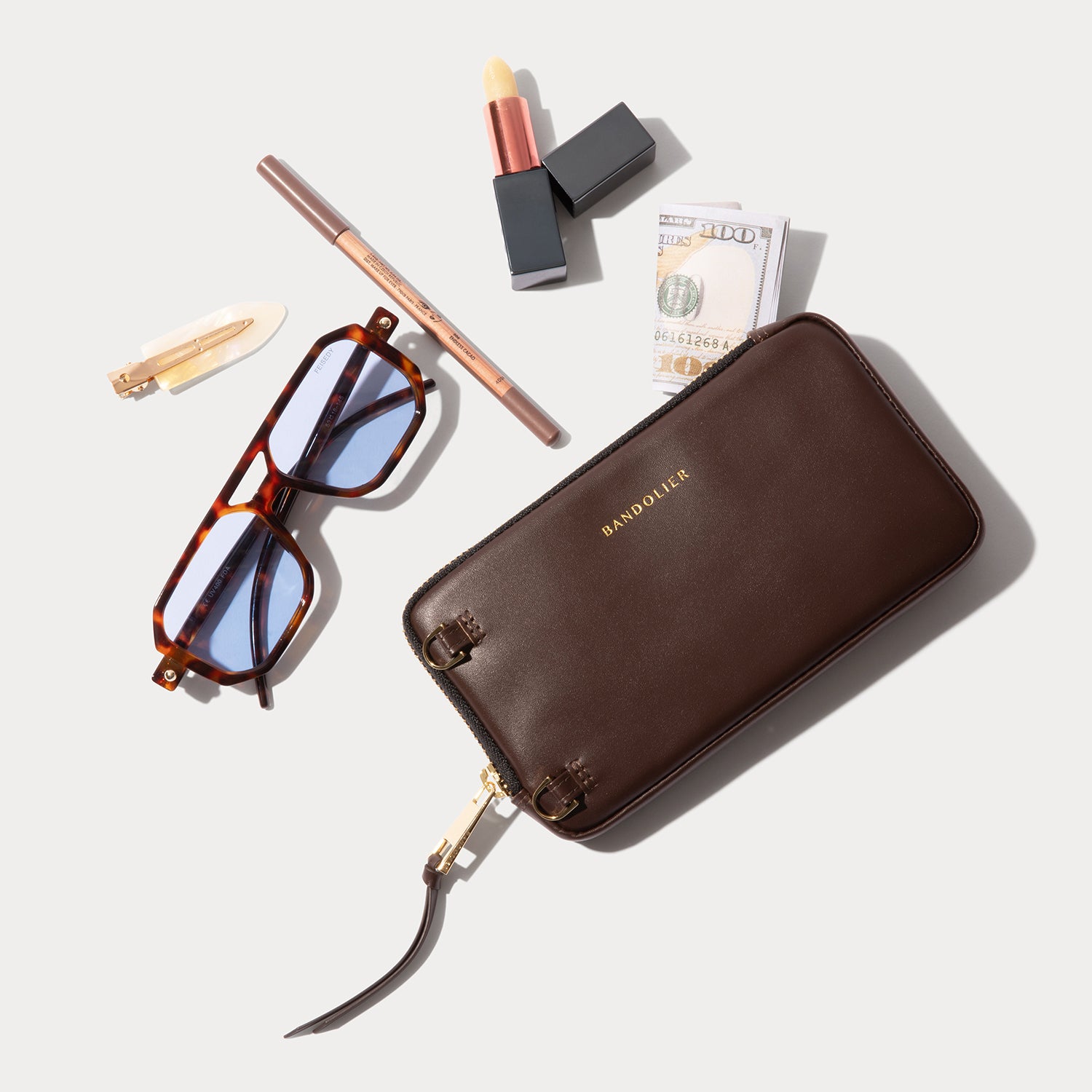 Donna Pouch Set - Espresso Brown/Gold