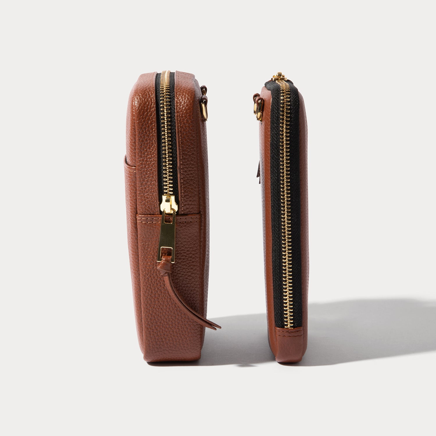 Large Expanded Pouch - Cognac/Gold