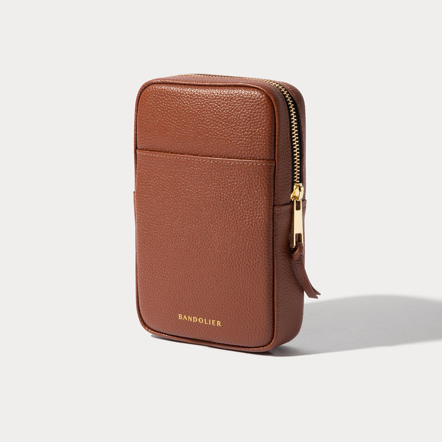 Large Expanded Pouch - Cognac/Gold