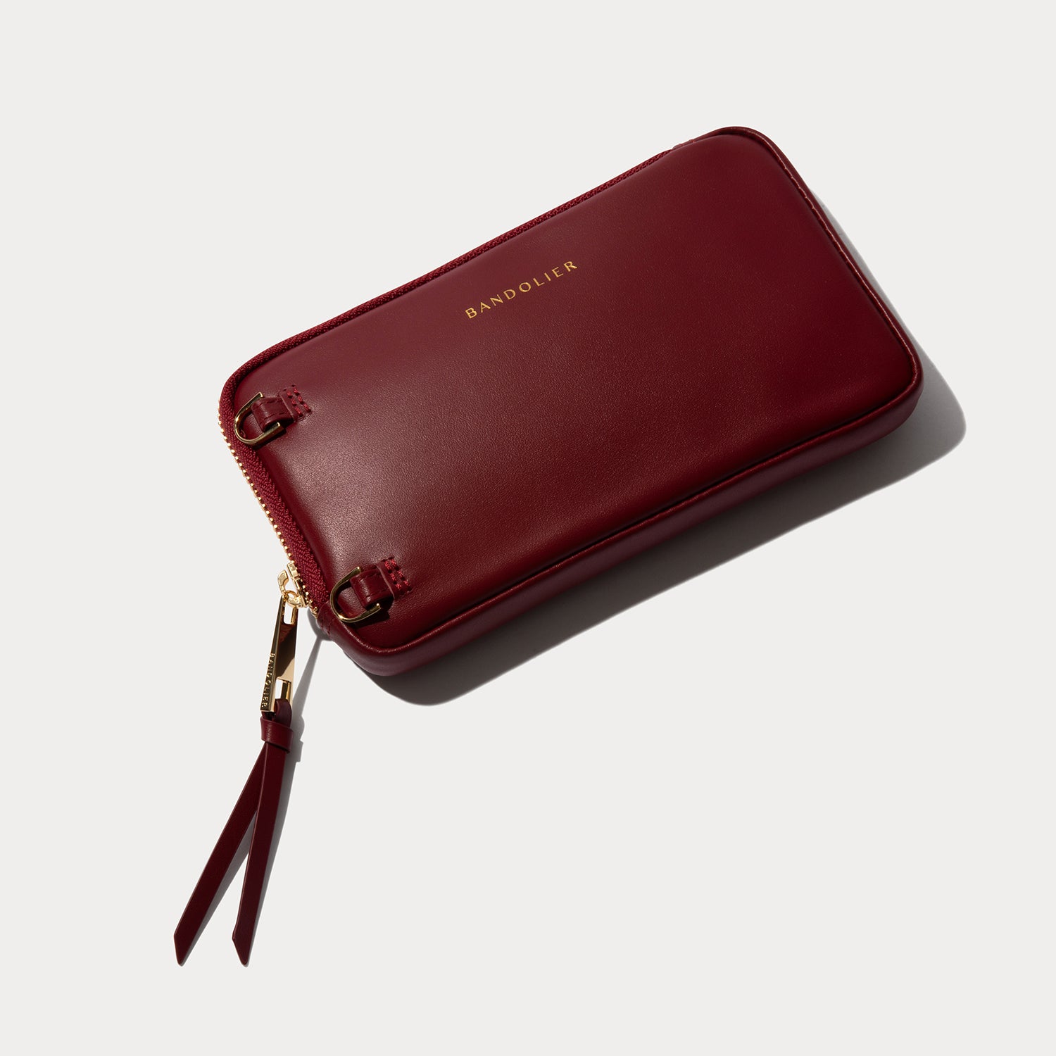 Expanded Zip Pouch - Cranberry/Gold