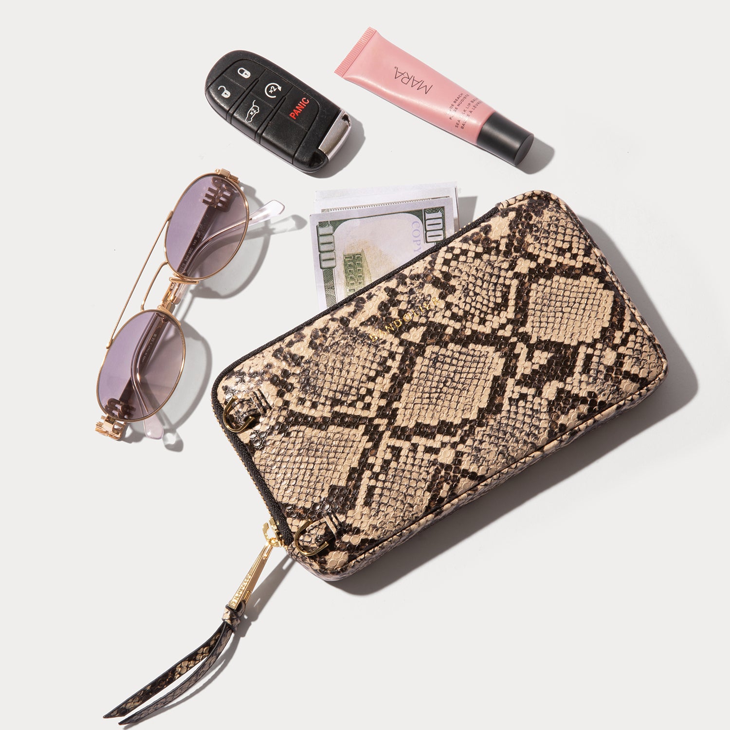 Donna Pouch Set - Grey Snake/Gold