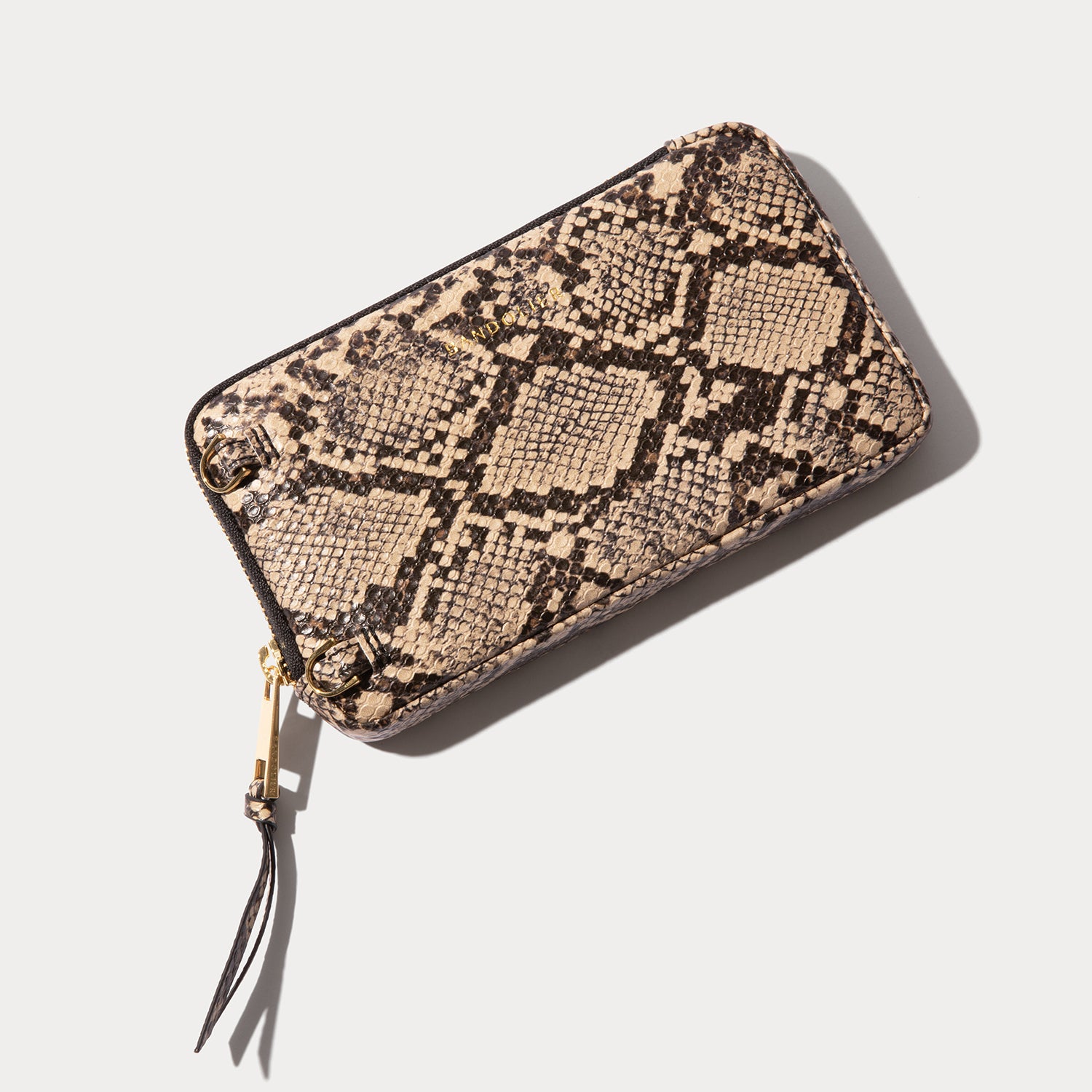 Expanded Zip Pouch - Grey Snake/Gold