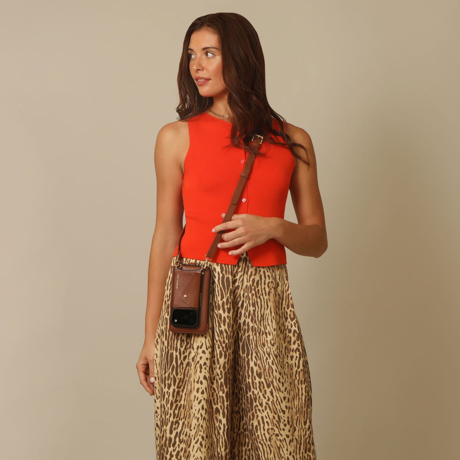 Hailey Pouch Set - Cognac/Gold