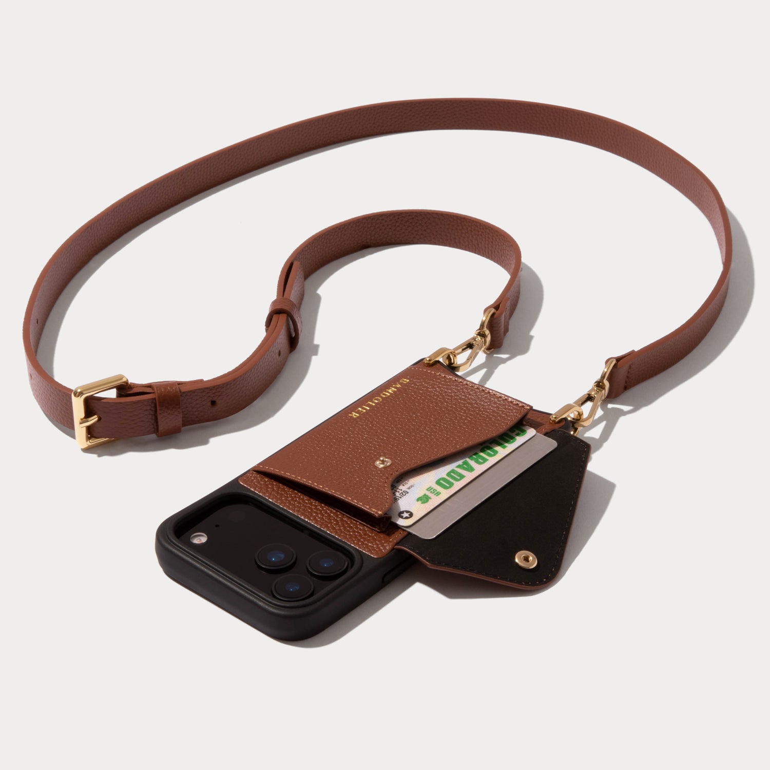 Hailey Pouch Set - Cognac/Gold