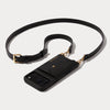Hailey Side Slot Leather Crossbody Bandolier - Black/Gold