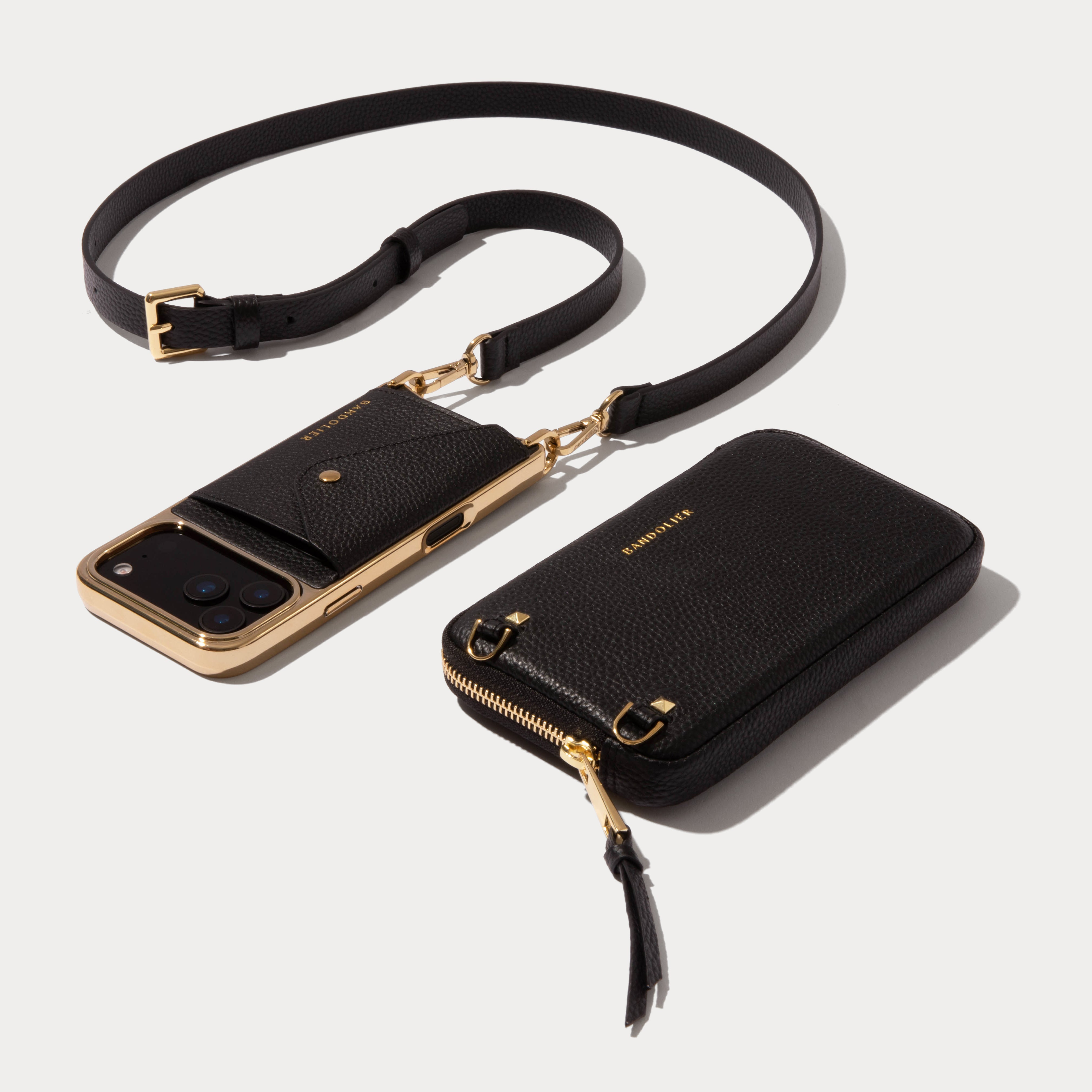 Hailey Pouch Set - Chrome Black/Gold